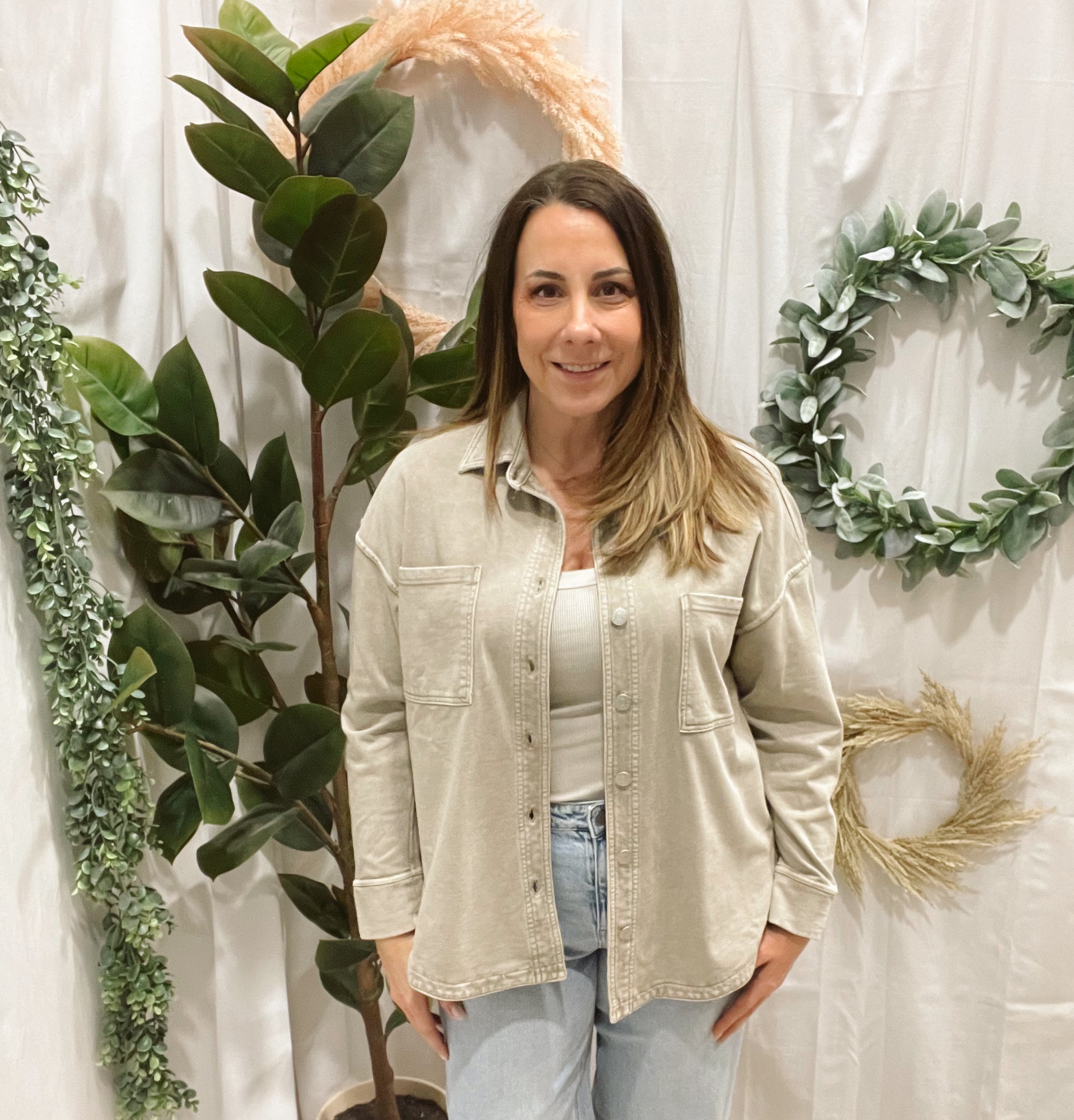 Be Cool Taupe Oversized Soft Shacket-Shackets-be cool-The Silo Boutique, Women's Fashion Boutique Located in Warren and Grand Forks North Dakota