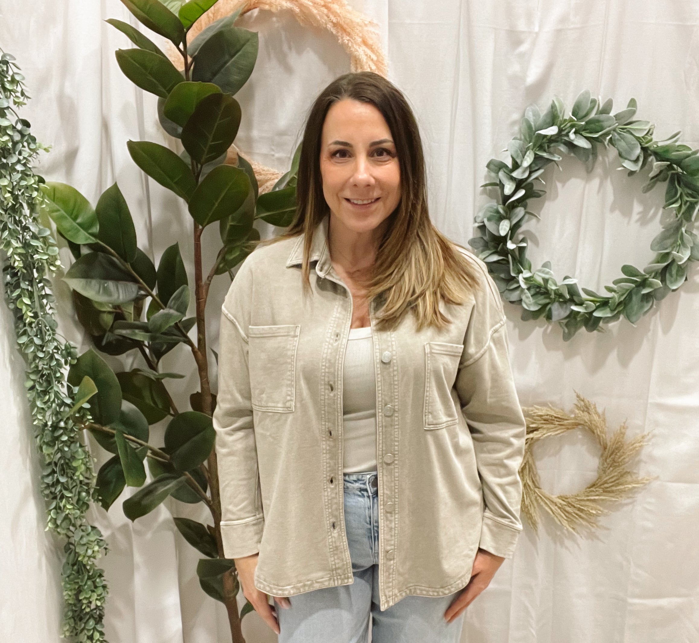 Be Cool Taupe Oversized Soft Shacket-Shackets-be cool-The Silo Boutique, Women's Fashion Boutique Located in Warren and Grand Forks North Dakota