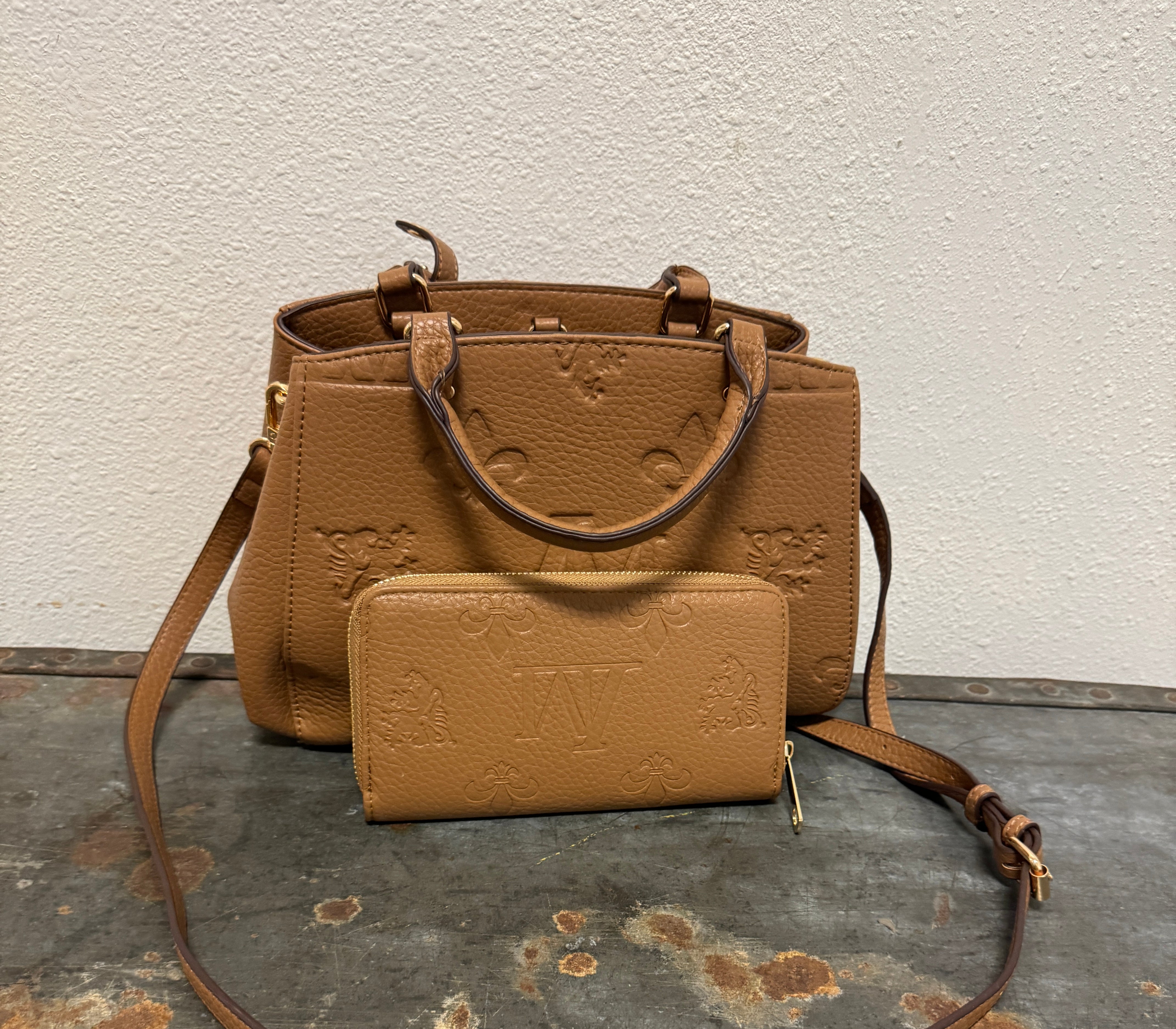 Mimi Embossed Crossbody Purse +Wallet-Crossbody Purses-princess purse-The Silo Boutique, Women's Fashion Boutique Located in Warren and Grand Forks North Dakota
