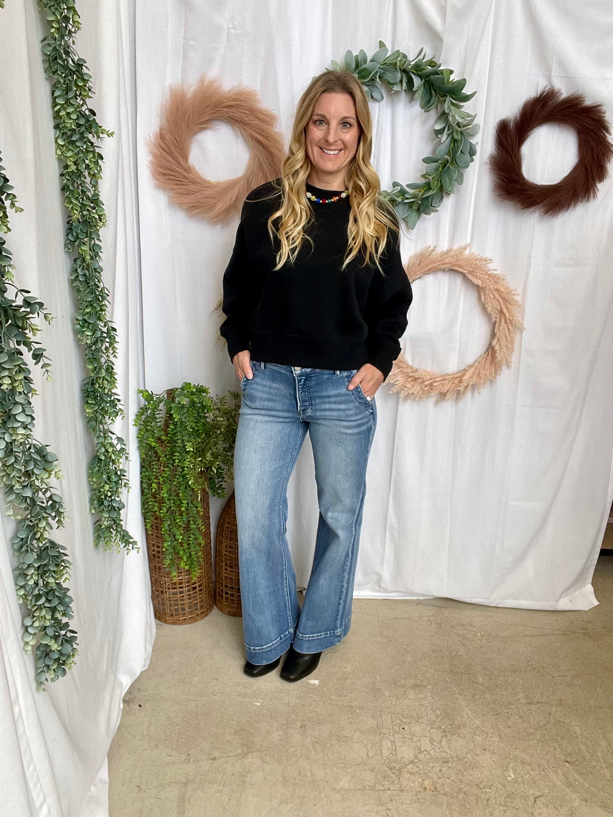 Mono B Cloud Crew Sweatshirt-Black-Sweatshirts-mono b-The Silo Boutique, Women's Fashion Boutique Located in Warren and Grand Forks North Dakota