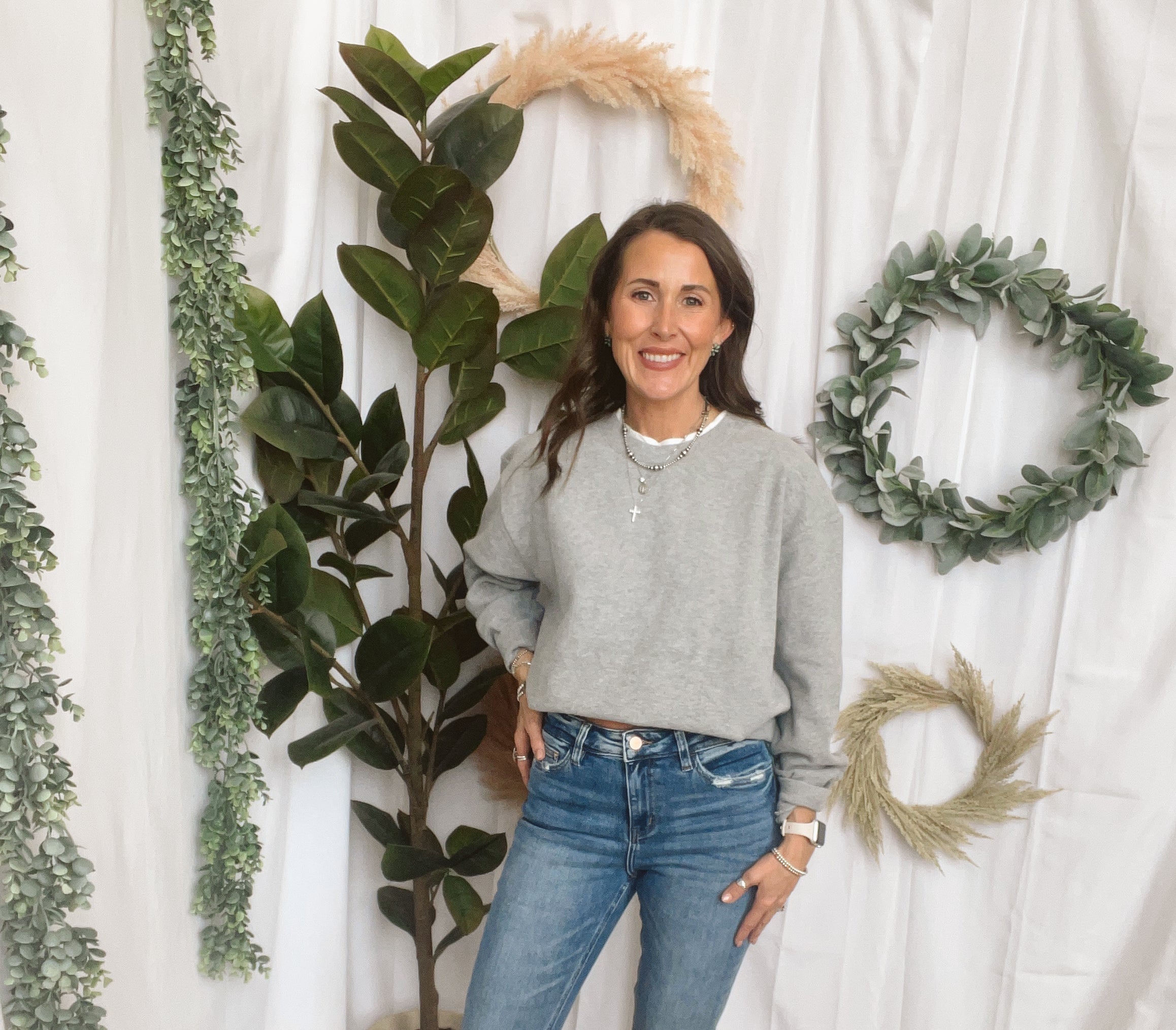 Always On Grey Crew Shirt-Long Sleeve Tops-by together-The Silo Boutique, Women's Fashion Boutique Located in Warren and Grand Forks North Dakota