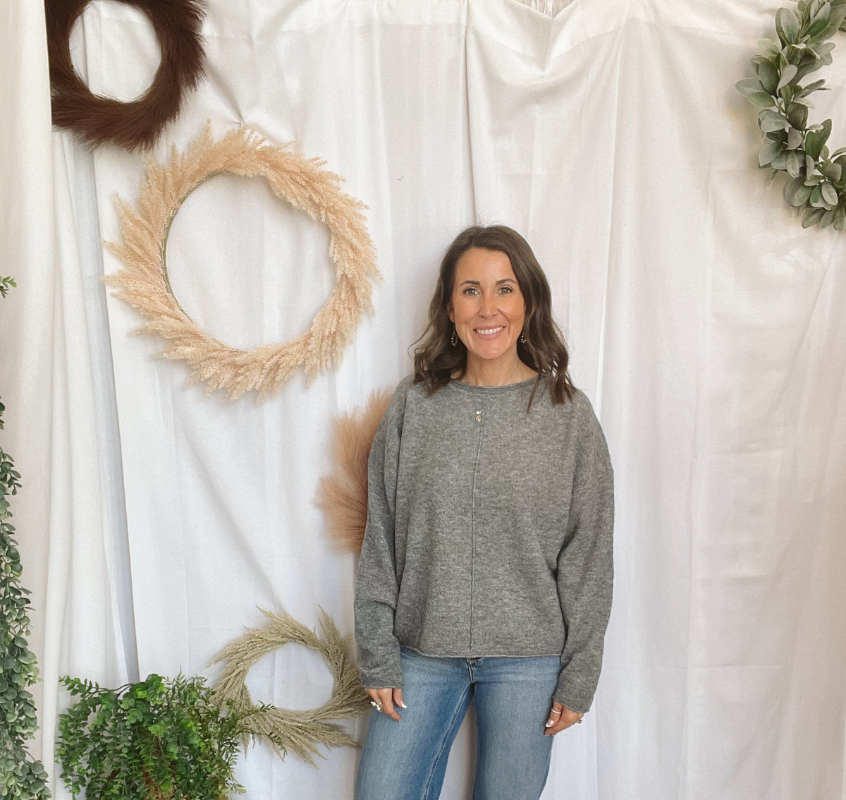 Billie Center Seam Sweater-Gray-Sweaters-blu pepper-The Silo Boutique, Women's Fashion Boutique Located in Warren and Grand Forks North Dakota