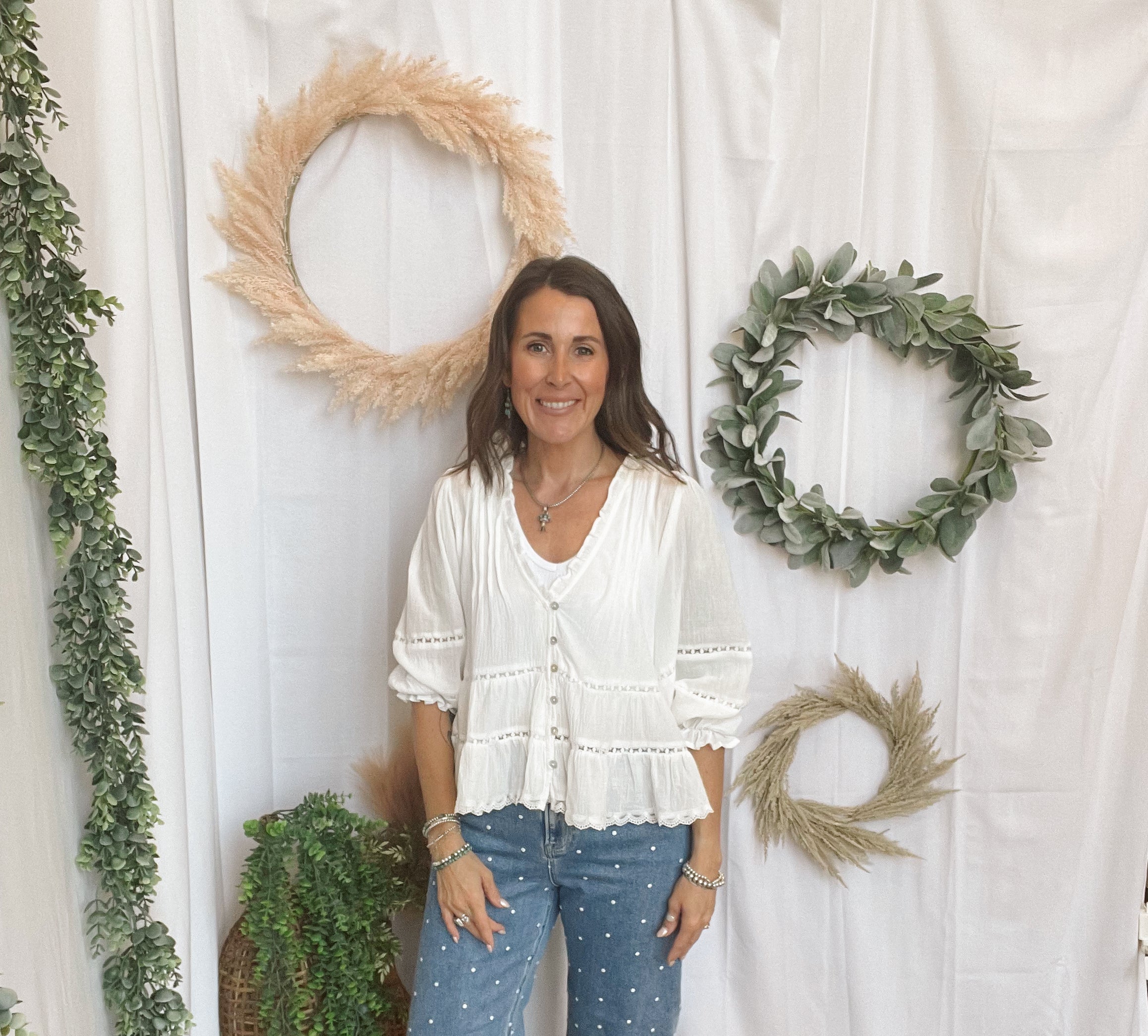 Risen Polka Dot Barrel Jeans-Jeans-risen-The Silo Boutique, Women's Fashion Boutique Located in Warren and Grand Forks North Dakota