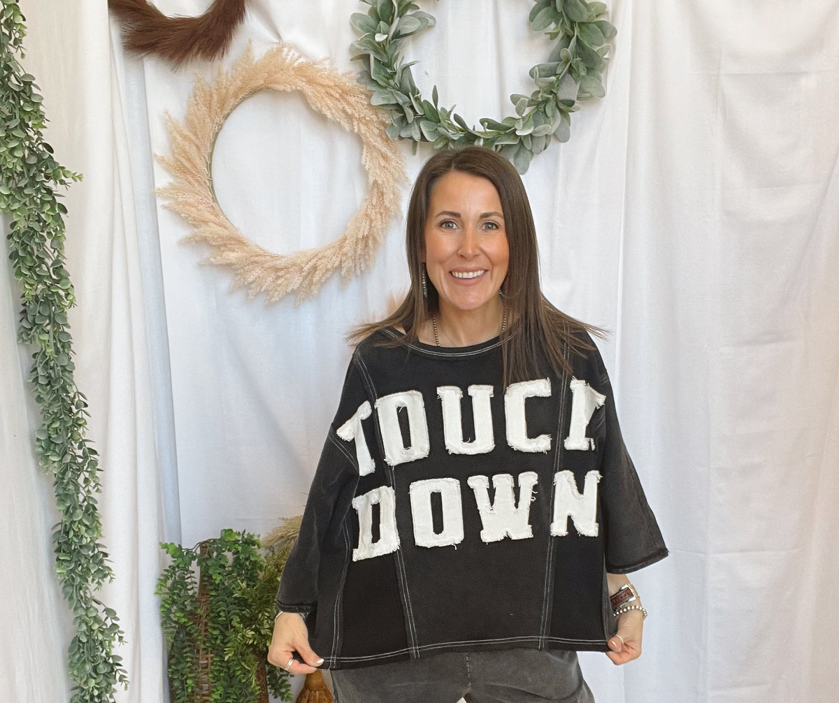 Mineral Wash Gameday Shirt-Black-Short Sleeve Tops-oddi-The Silo Boutique, Women's Fashion Boutique Located in Warren and Grand Forks North Dakota