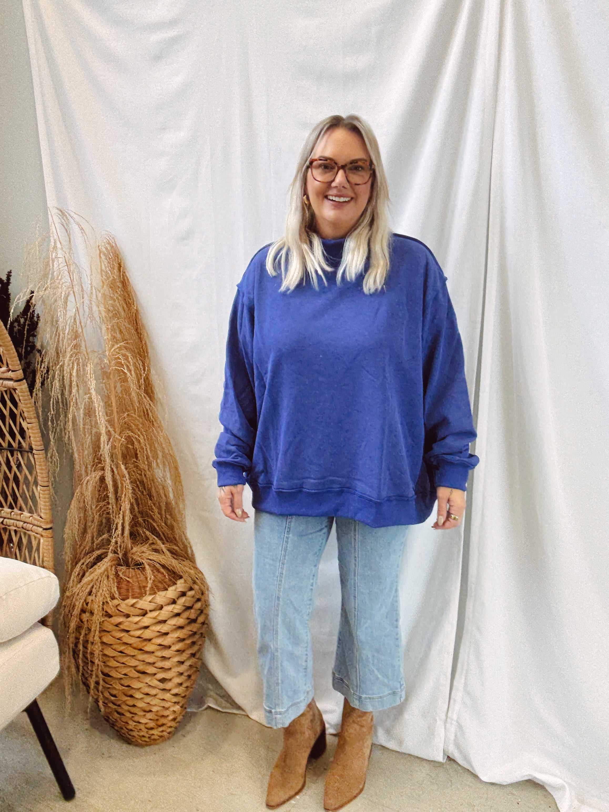 Royal Blue Favorite Sweatshirt-Sweatshirts-bucketlist-The Silo Boutique, Women's Fashion Boutique Located in Warren and Grand Forks North Dakota