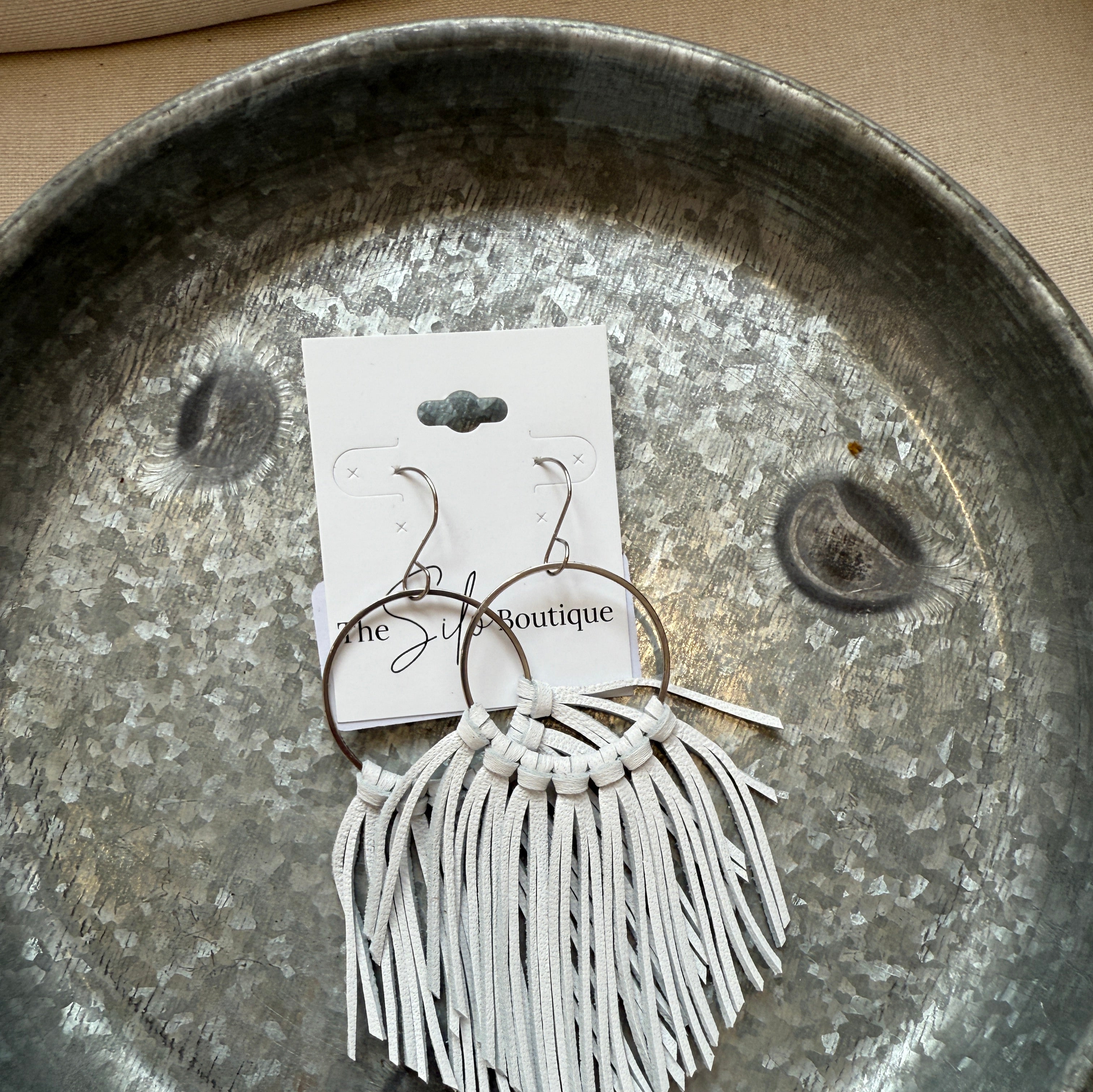 Cascade Fringe Hoops Earrings-White-Earrings-fringe with faith-The Silo Boutique, Women's Fashion Boutique Located in Warren and Grand Forks North Dakota