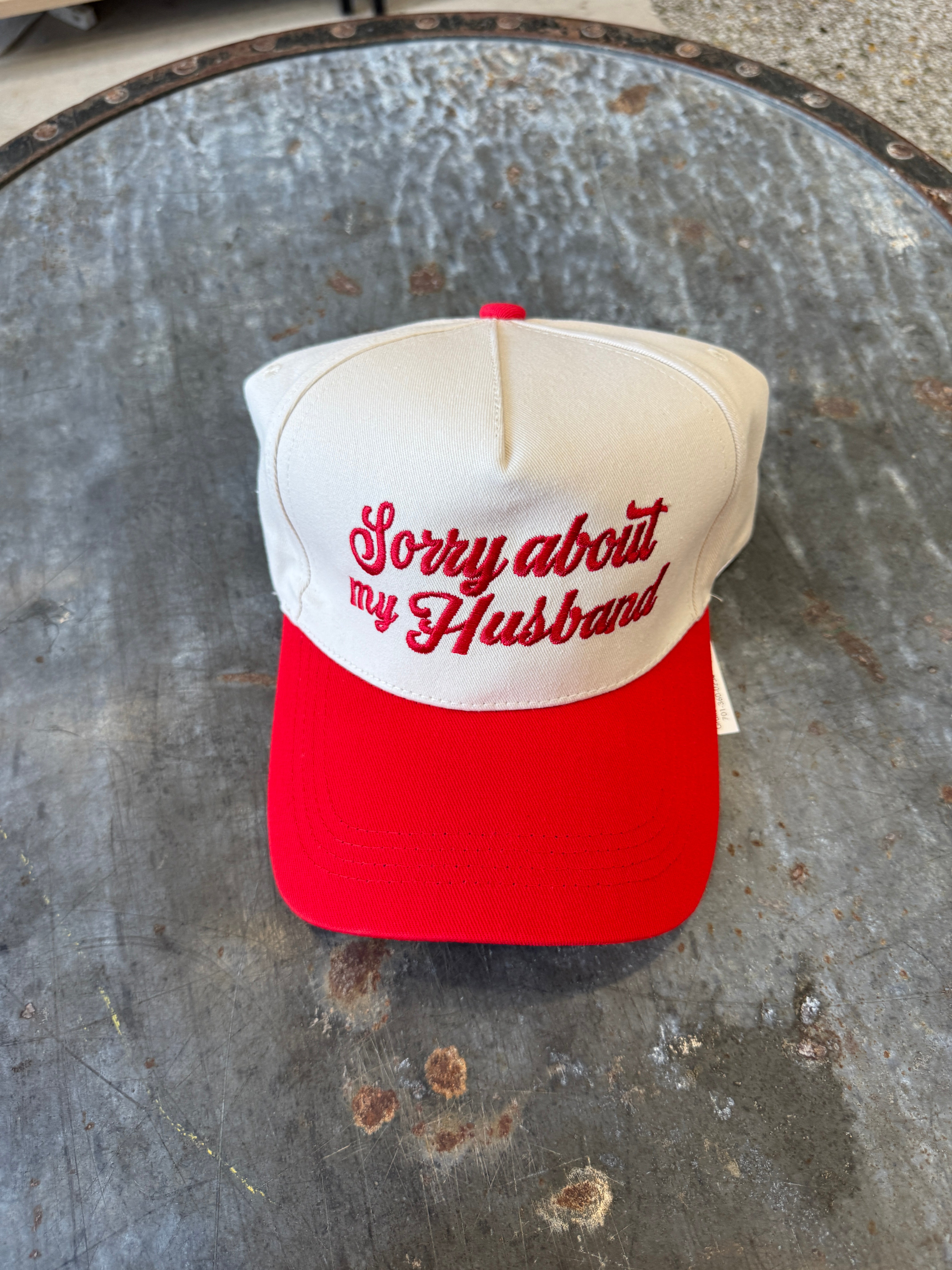 Zen Sorry About My Husband-Red-Hats-Zenana-The Silo Boutique, Women's Fashion Boutique Located in Warren and Grand Forks North Dakota