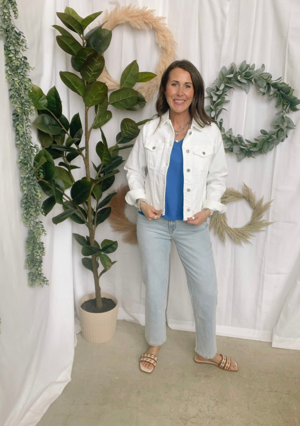 Mica Raw Hem White Jacket-Coats & Jackets-mica-The Silo Boutique, Women's Fashion Boutique Located in Warren and Grand Forks North Dakota