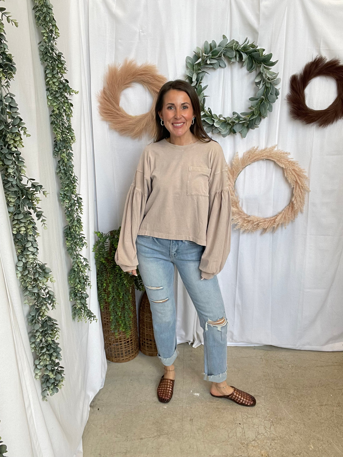 Max Mineral Long Sleeve Top-Taupe-Sweaters-hyfve-The Silo Boutique, Women's Fashion Boutique Located in Warren and Grand Forks North Dakota