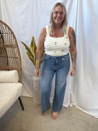 LTJ Paola Scissor Hem Light Medium Wash Jeans-Jeans-Letters to Juliet-The Silo Boutique, Women's Fashion Boutique Located in Warren and Grand Forks North Dakota