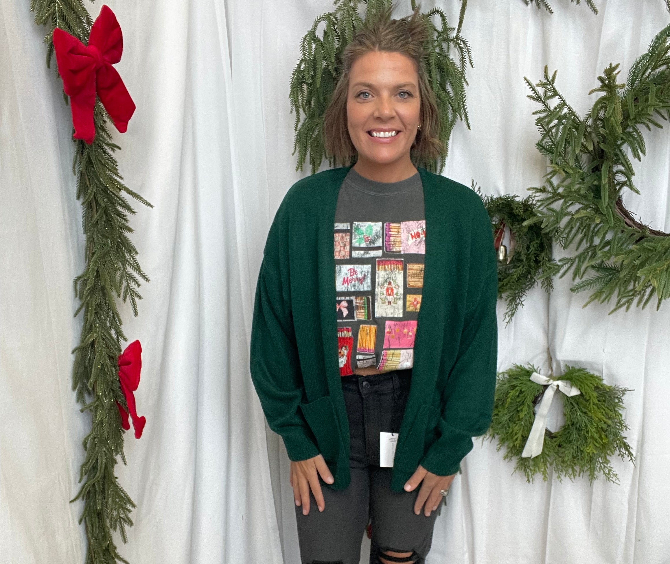 Lori Sweater Cardigan-Hunter Green-Final Sale-Cardigans-hyfve-The Silo Boutique, Women's Fashion Boutique Located in Warren and Grand Forks North Dakota