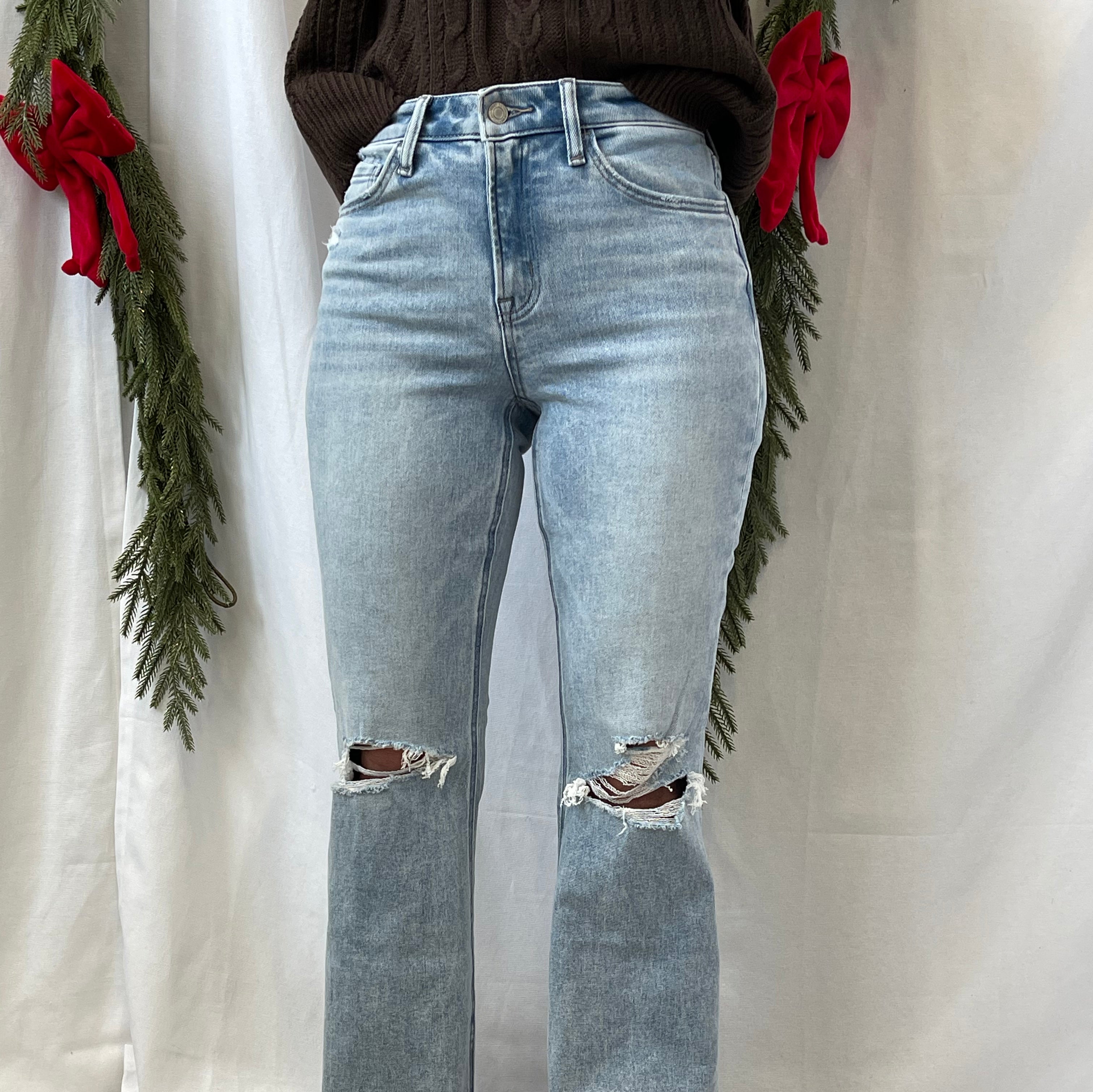 Vervet York Distressed Flare Jeans-Jeans-vervet-The Silo Boutique, Women's Fashion Boutique Located in Warren and Grand Forks North Dakota