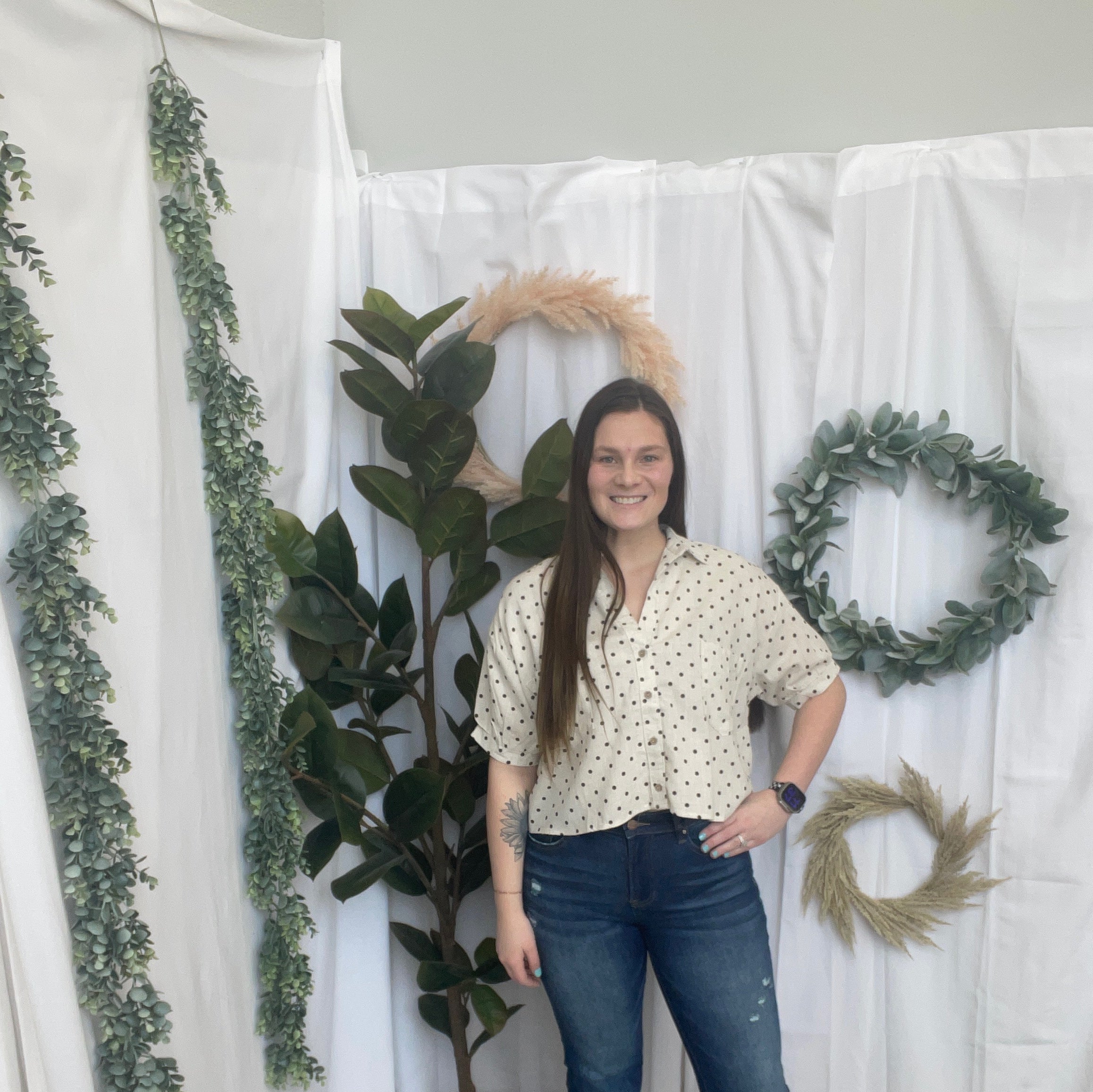 Oatmeal Polka Dot Shirt-Short Sleeve Tops-hyfve-The Silo Boutique, Women's Fashion Boutique Located in Warren and Grand Forks North Dakota