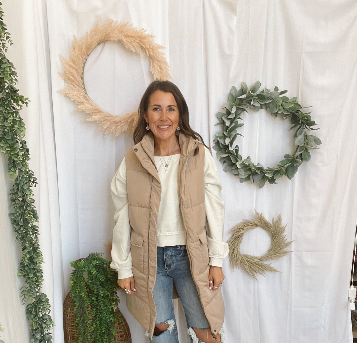 Panache Jenna Long Vest-Tan-Vests-panache-The Silo Boutique, Women's Fashion Boutique Located in Warren and Grand Forks North Dakota