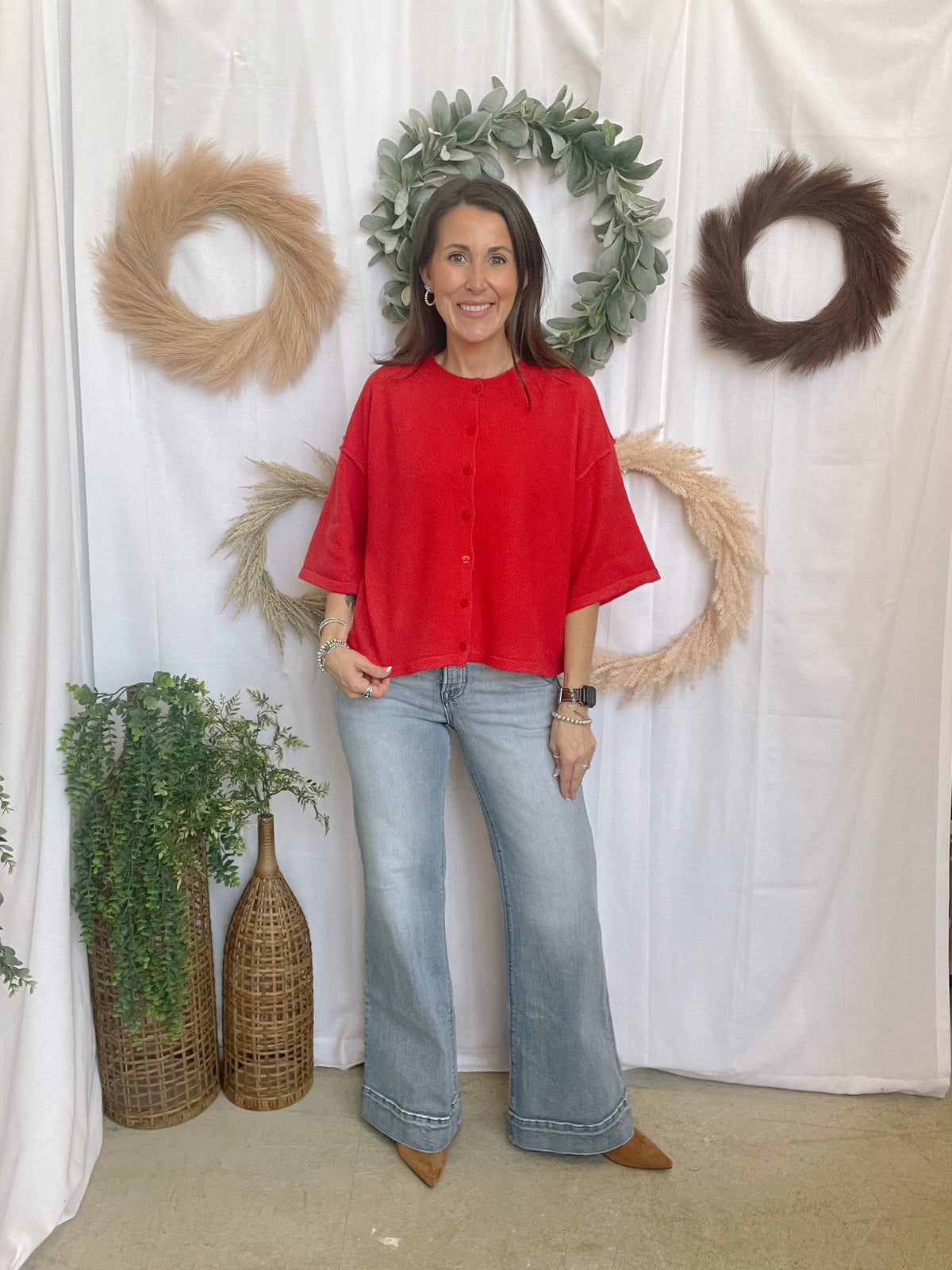 Quinn Quarter Sleeve Cardigan-Red-Sweaters-hyfve-The Silo Boutique, Women's Fashion Boutique Located in Warren and Grand Forks North Dakota