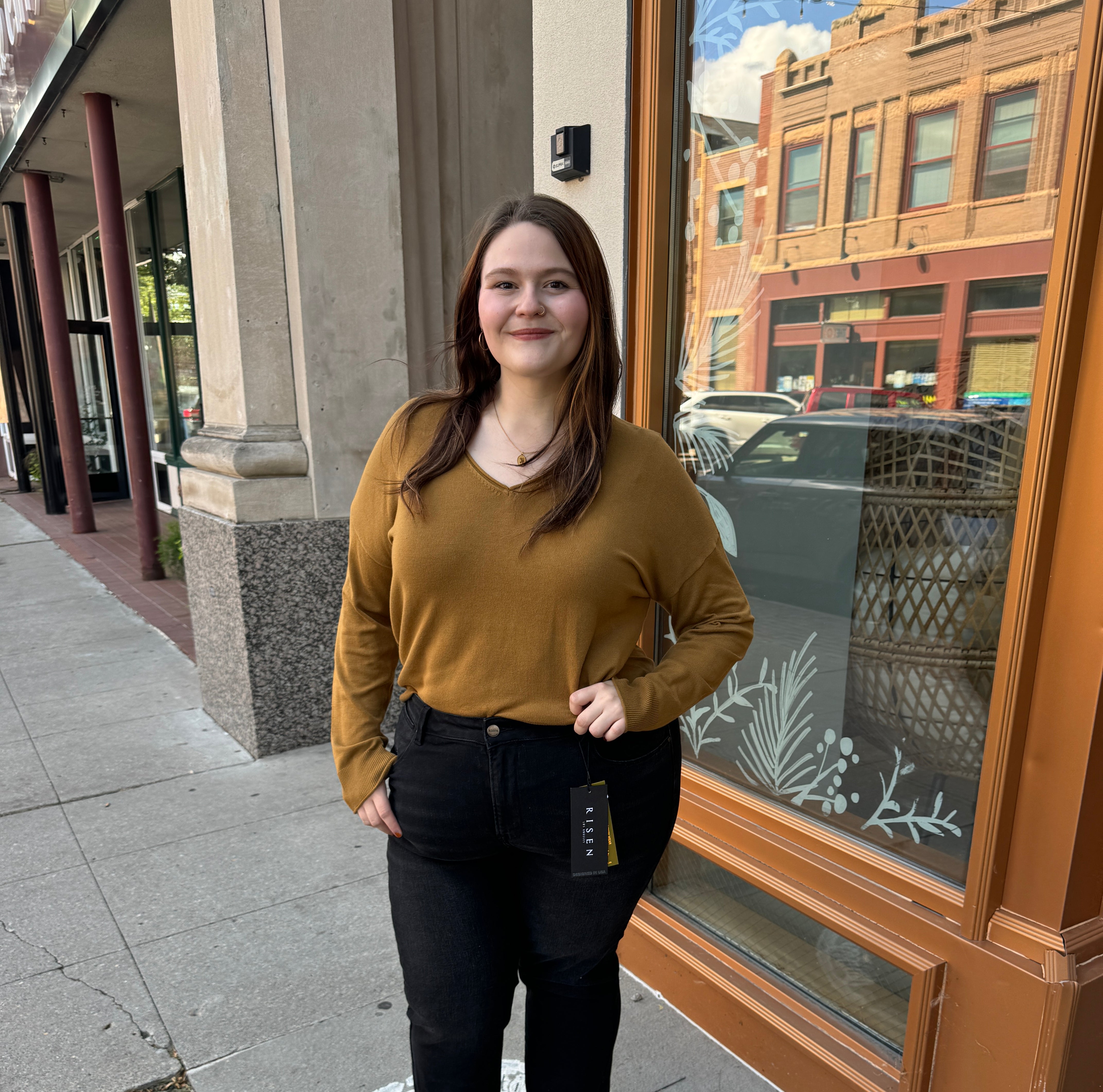 Cool V-Neck Long Sleeve Sweater-Golden Rod-Sweaters-be cool-The Silo Boutique, Women's Fashion Boutique Located in Warren and Grand Forks North Dakota