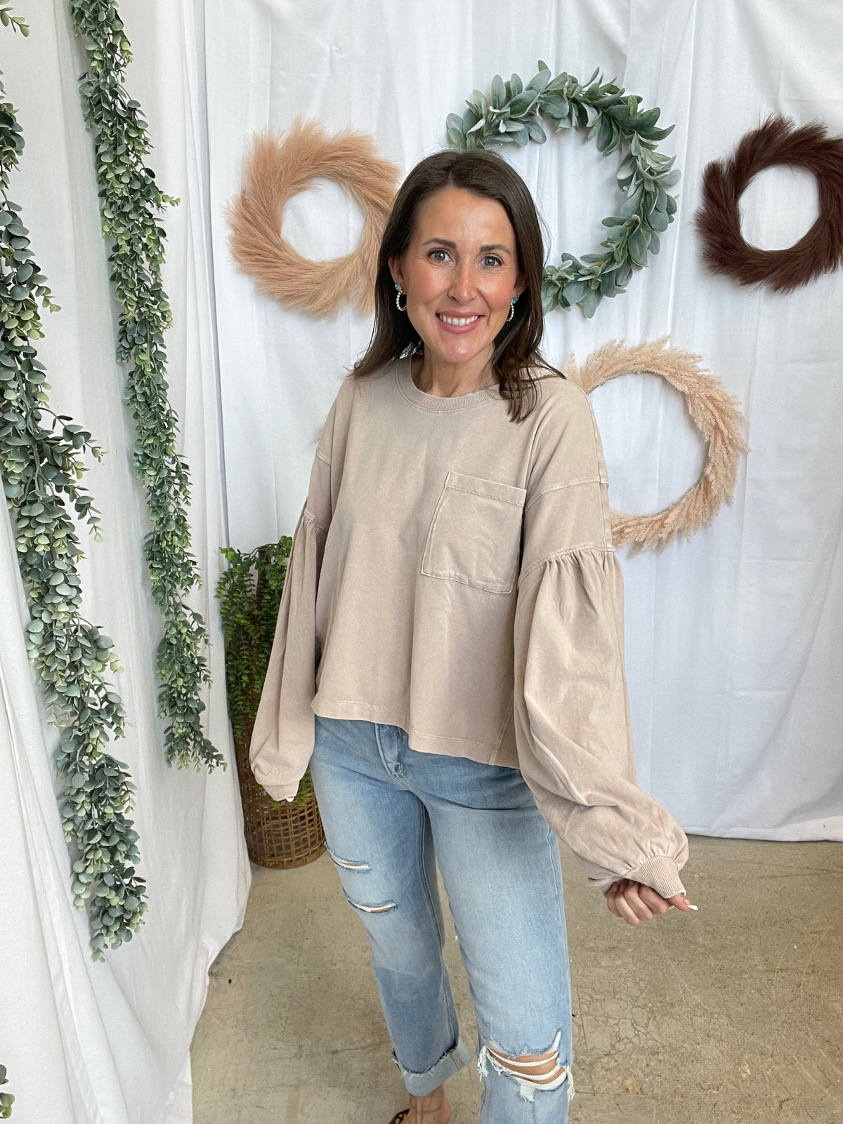 Max Mineral Long Sleeve Top-Taupe-Sweaters-hyfve-The Silo Boutique, Women's Fashion Boutique Located in Warren and Grand Forks North Dakota