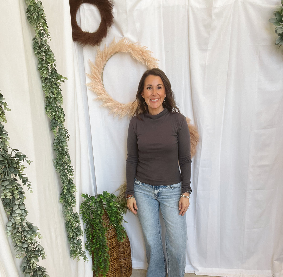 Amy Mock Neck Top-Charcoal-Long Sleeve Tops-hyfve-The Silo Boutique, Women's Fashion Boutique Located in Warren and Grand Forks North Dakota