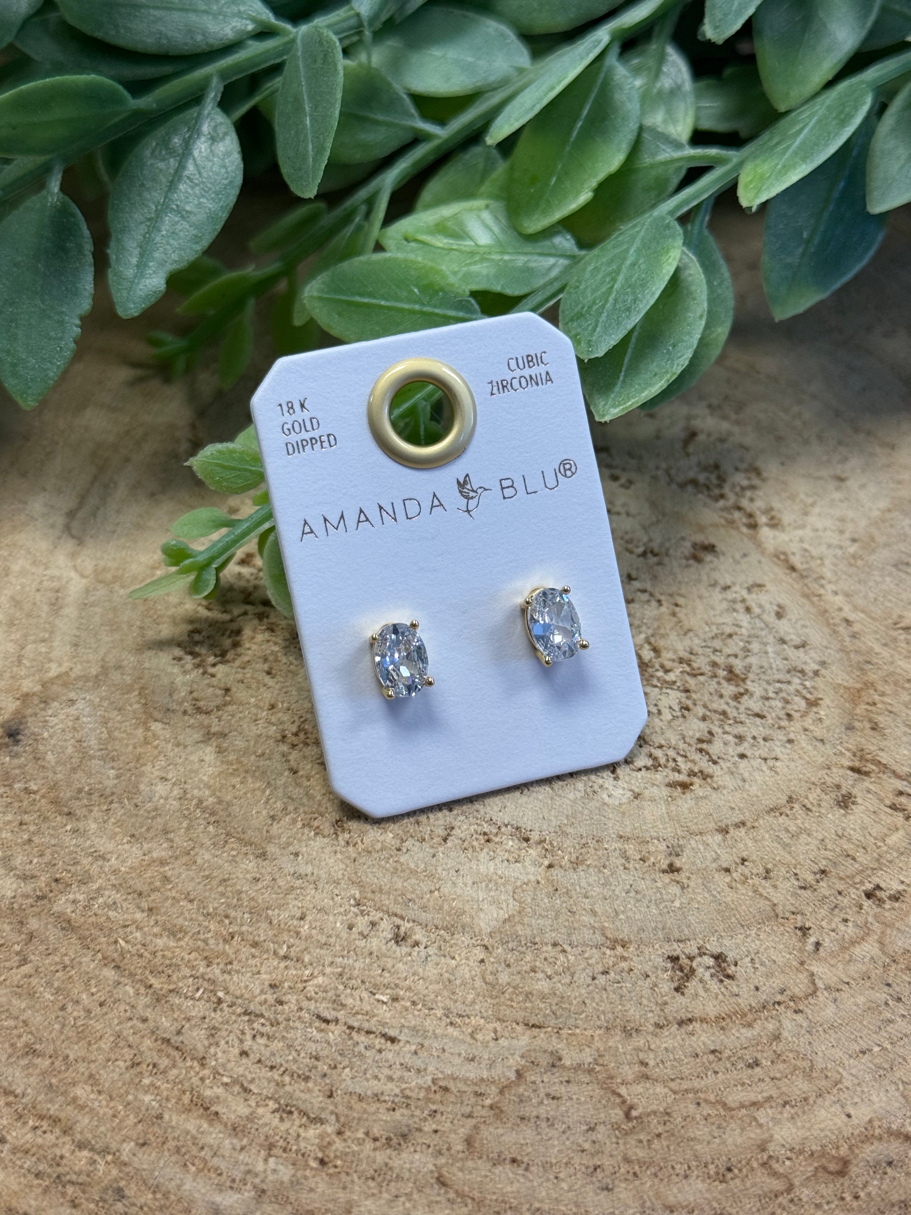 CZ Oval Studs-Amanda Blu-The Silo Boutique, Women's Fashion Boutique Located in Warren and Grand Forks North Dakota