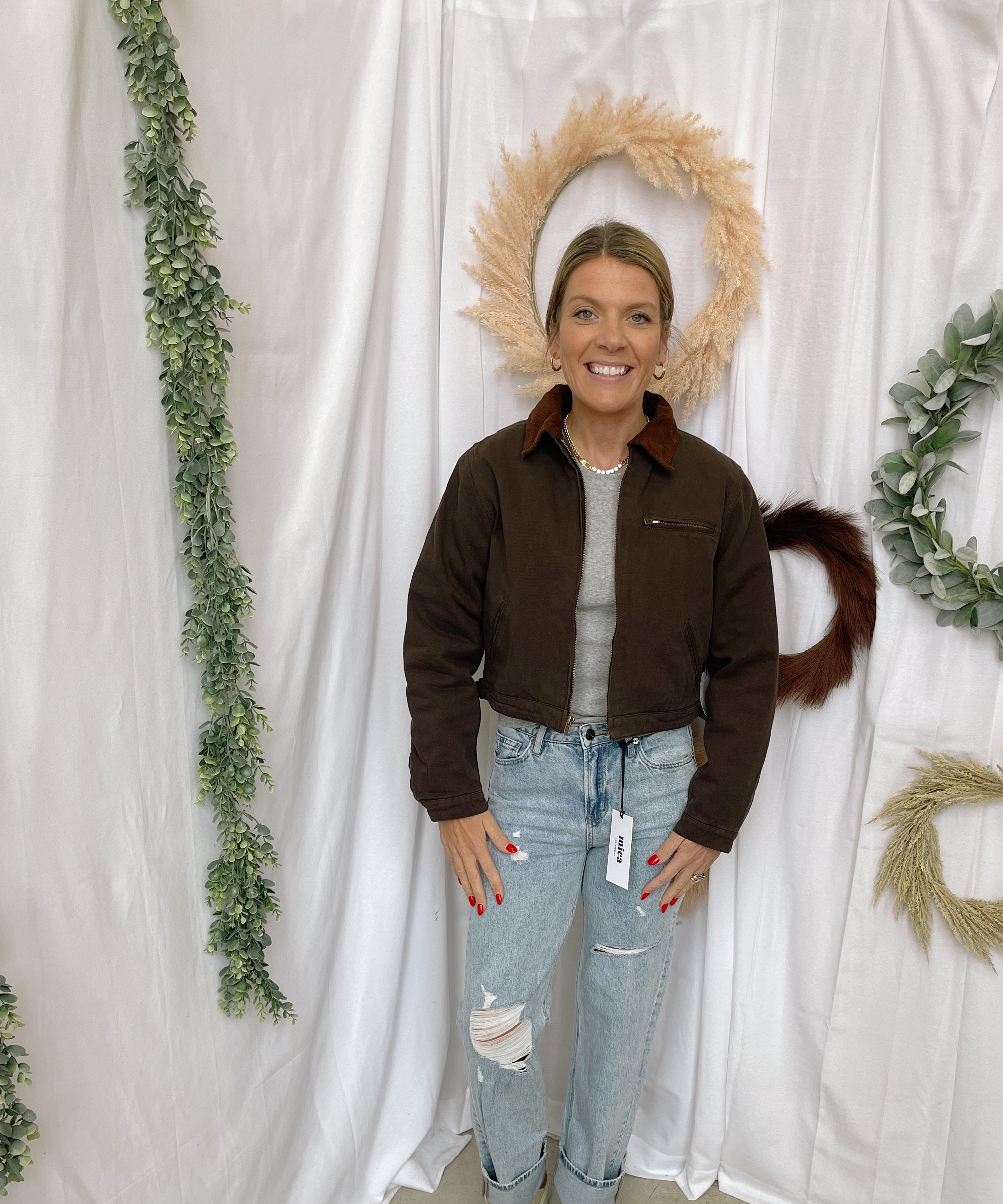 Flint Crop Jacket-Brown-Coats & Jackets-tictoc-The Silo Boutique, Women's Fashion Boutique Located in Warren and Grand Forks North Dakota