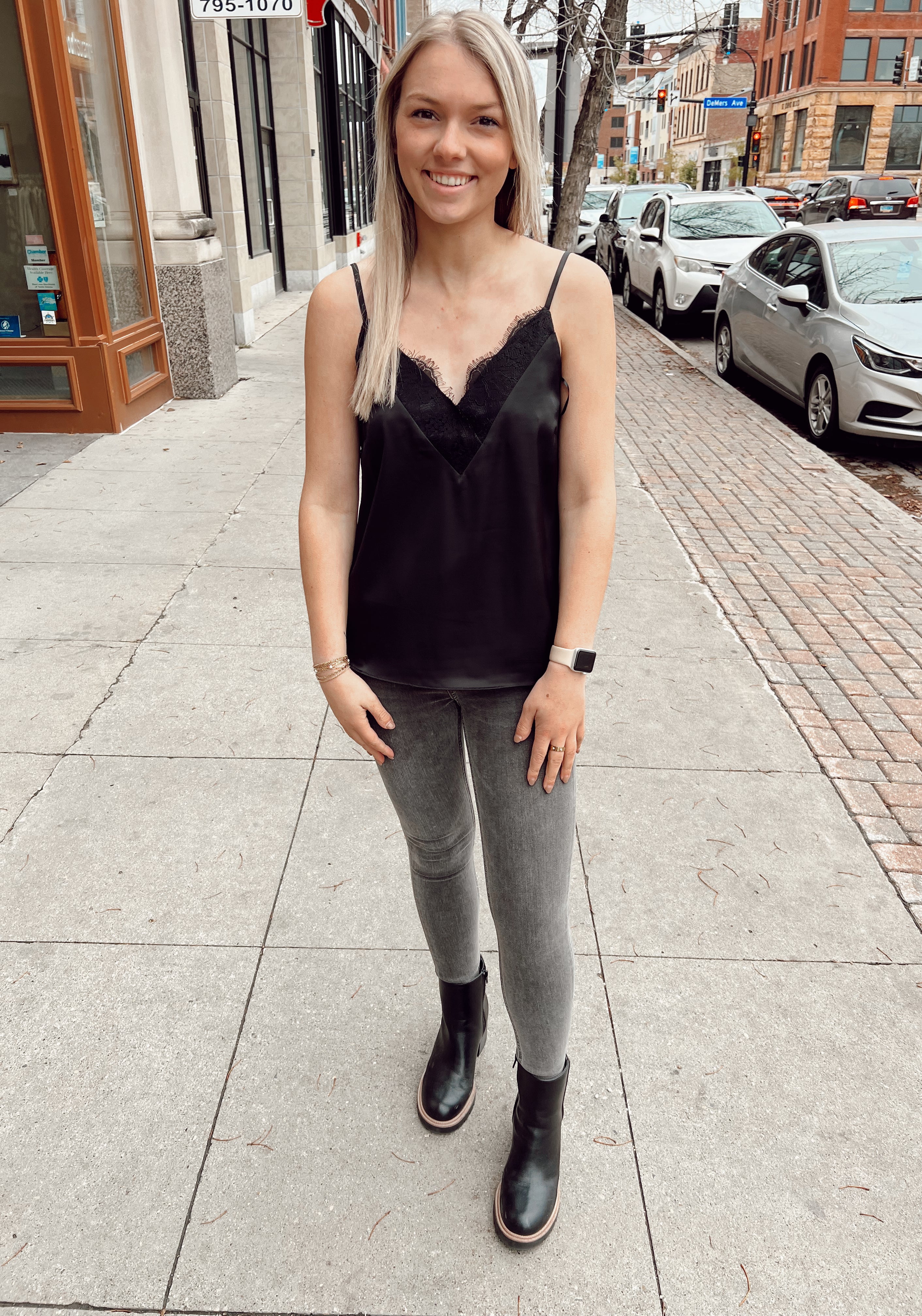 Black No Blues Lace Cami-Camis-skies are blue-The Silo Boutique, Women's Fashion Boutique Located in Warren and Grand Forks North Dakota