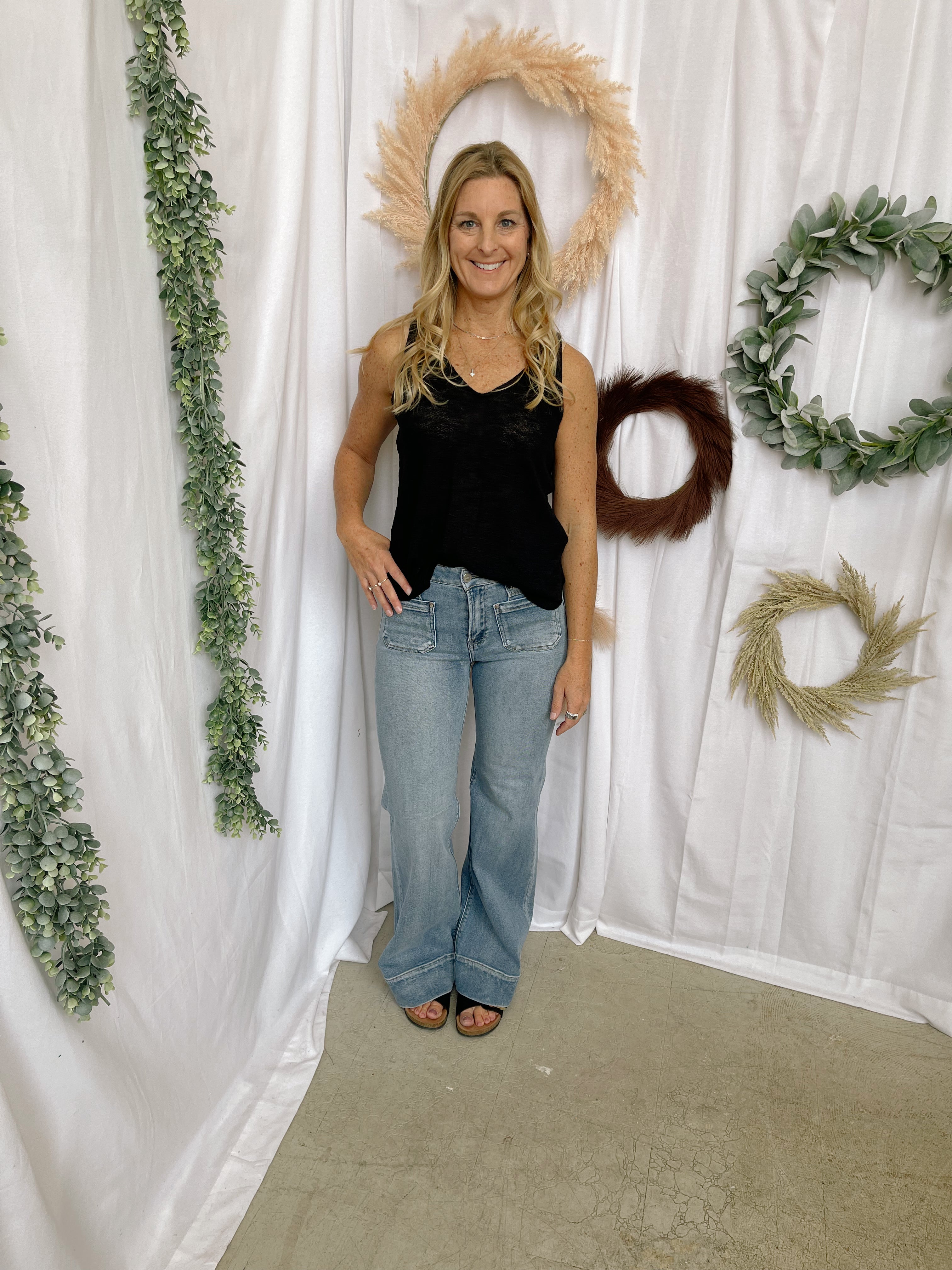 Mel V Neck Slub Tank Top-Black-Tank Tops-Zenana-The Silo Boutique, Women's Fashion Boutique Located in Warren and Grand Forks North Dakota