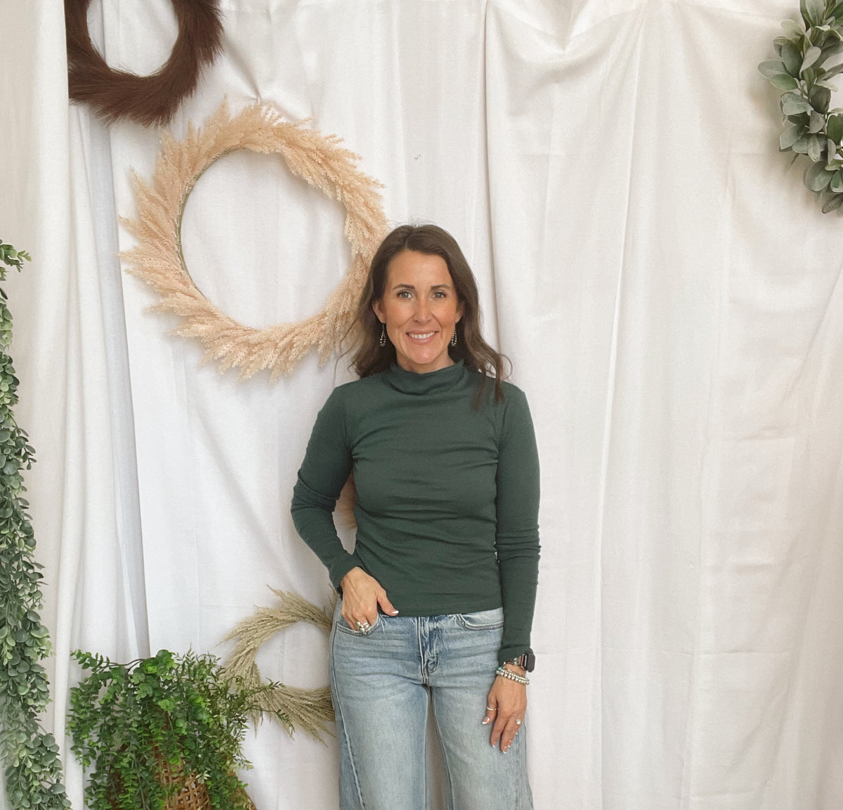 Amy Mock Neck Top-Green-Long Sleeve Tops-hyfve-The Silo Boutique, Women's Fashion Boutique Located in Warren and Grand Forks North Dakota