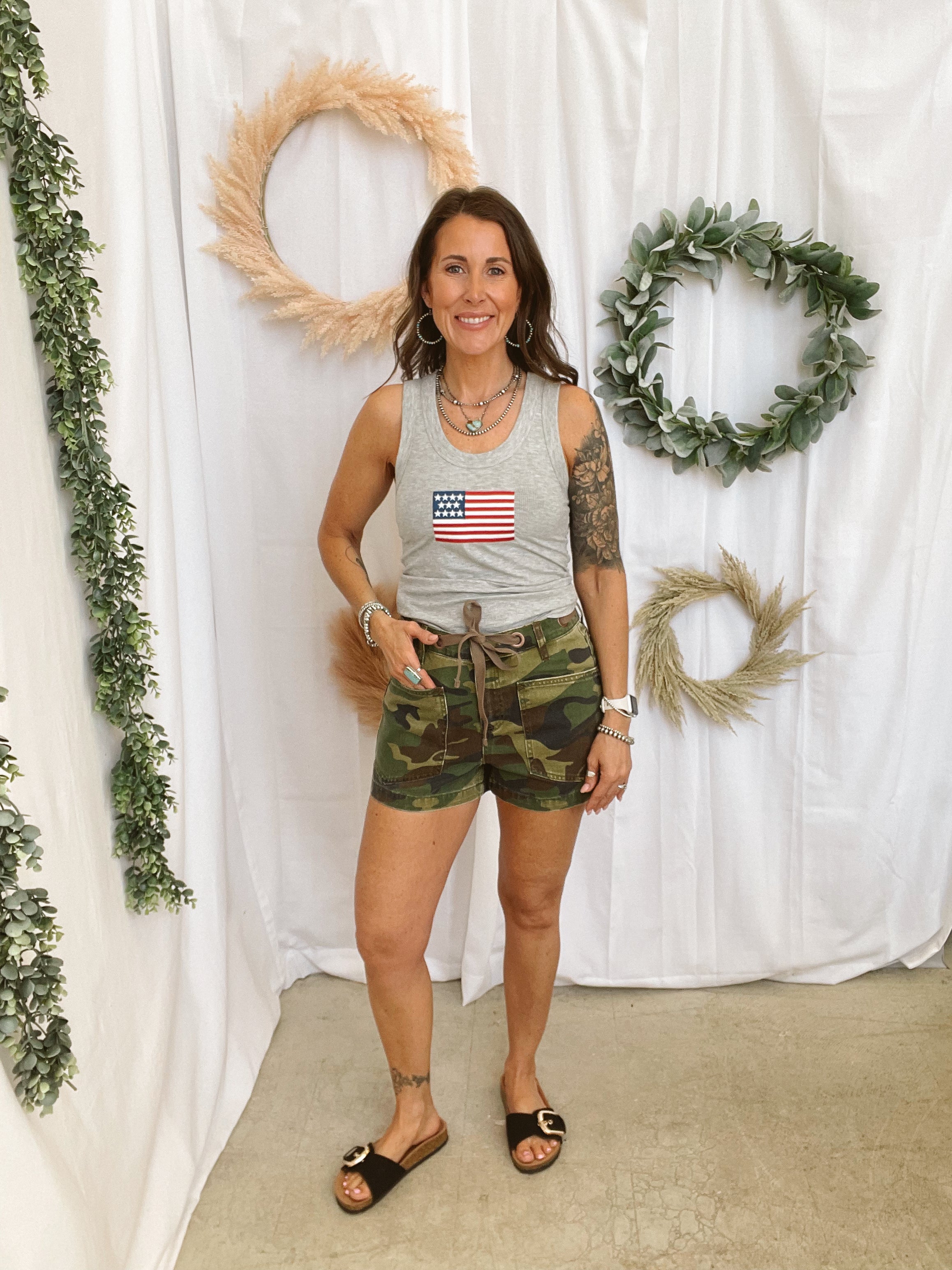 Risen Slouchy Camo Shorts-Shorts-risen-The Silo Boutique, Women's Fashion Boutique Located in Warren and Grand Forks North Dakota
