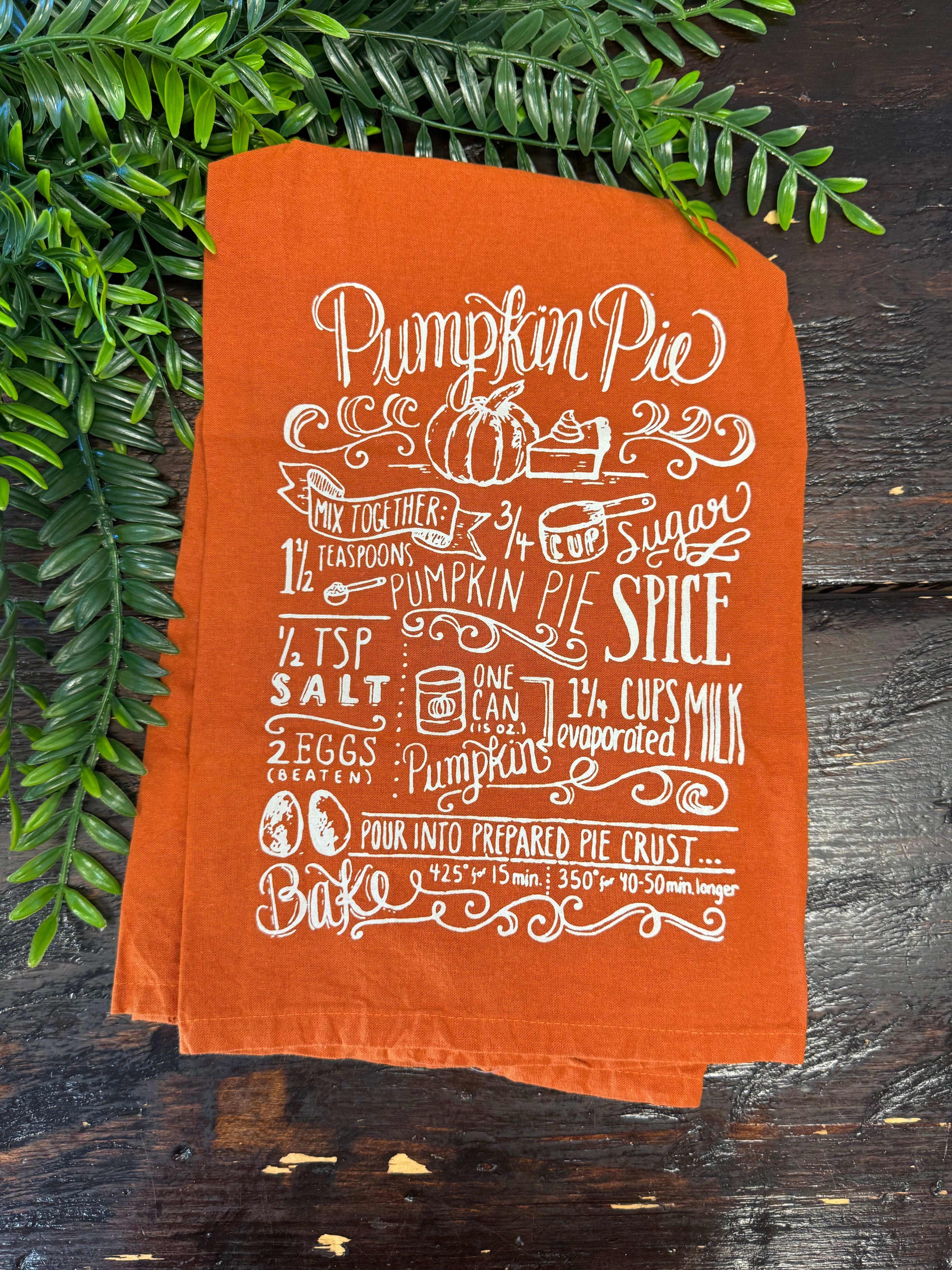 Pumpkin Pie Tea Towel-Tea Towels-primitives-The Silo Boutique, Women's Fashion Boutique Located in Warren and Grand Forks North Dakota