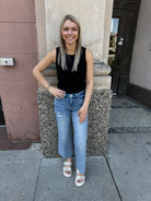 Vervet Shiny Wide Leg Crop Jeans-Final Sale-Jeans-lovervet-The Silo Boutique, Women's Fashion Boutique Located in Warren and Grand Forks North Dakota