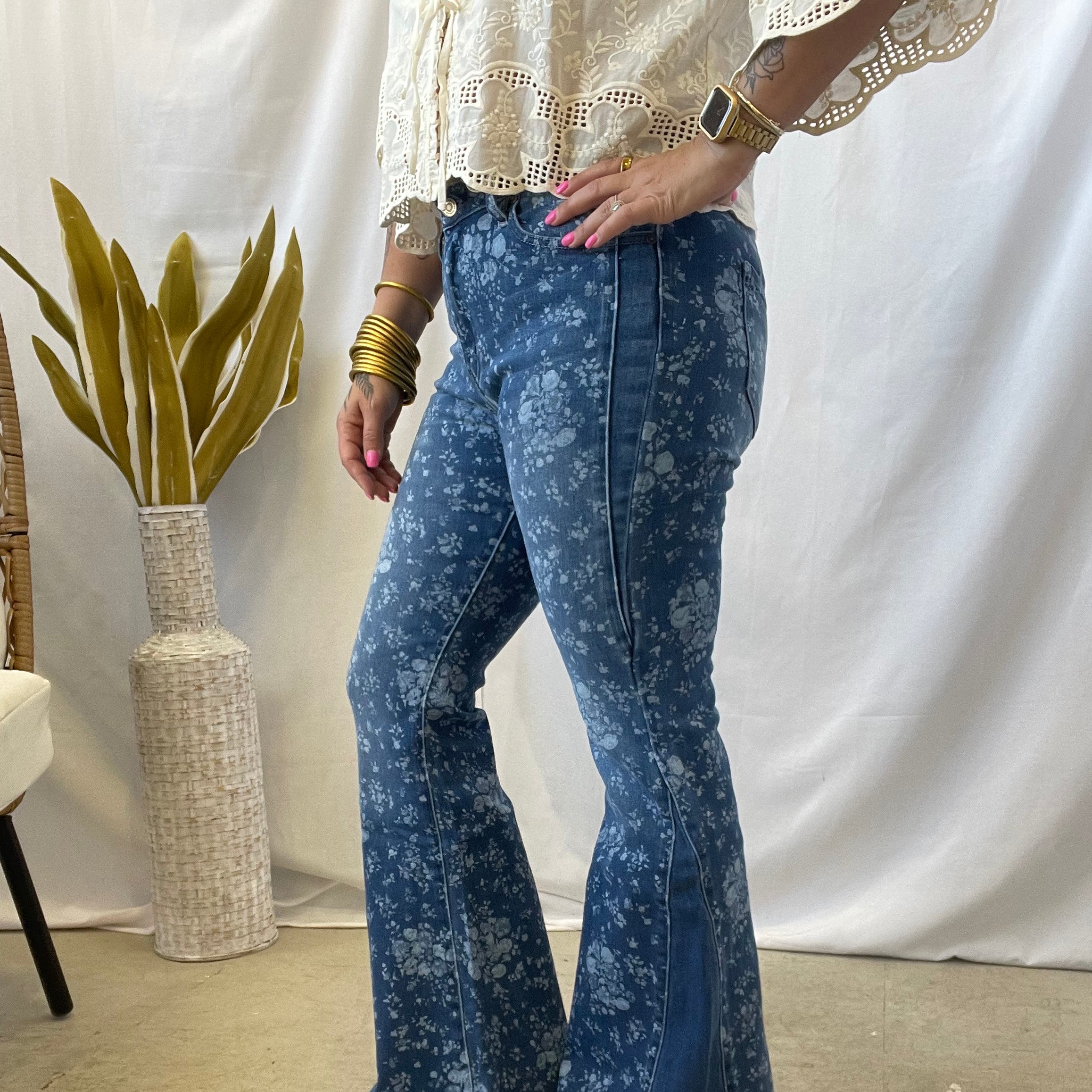 Kancan Floral Flare Jeans-Final Sale-Jeans-Kancan-The Silo Boutique, Women's Fashion Boutique Located in Warren and Grand Forks North Dakota
