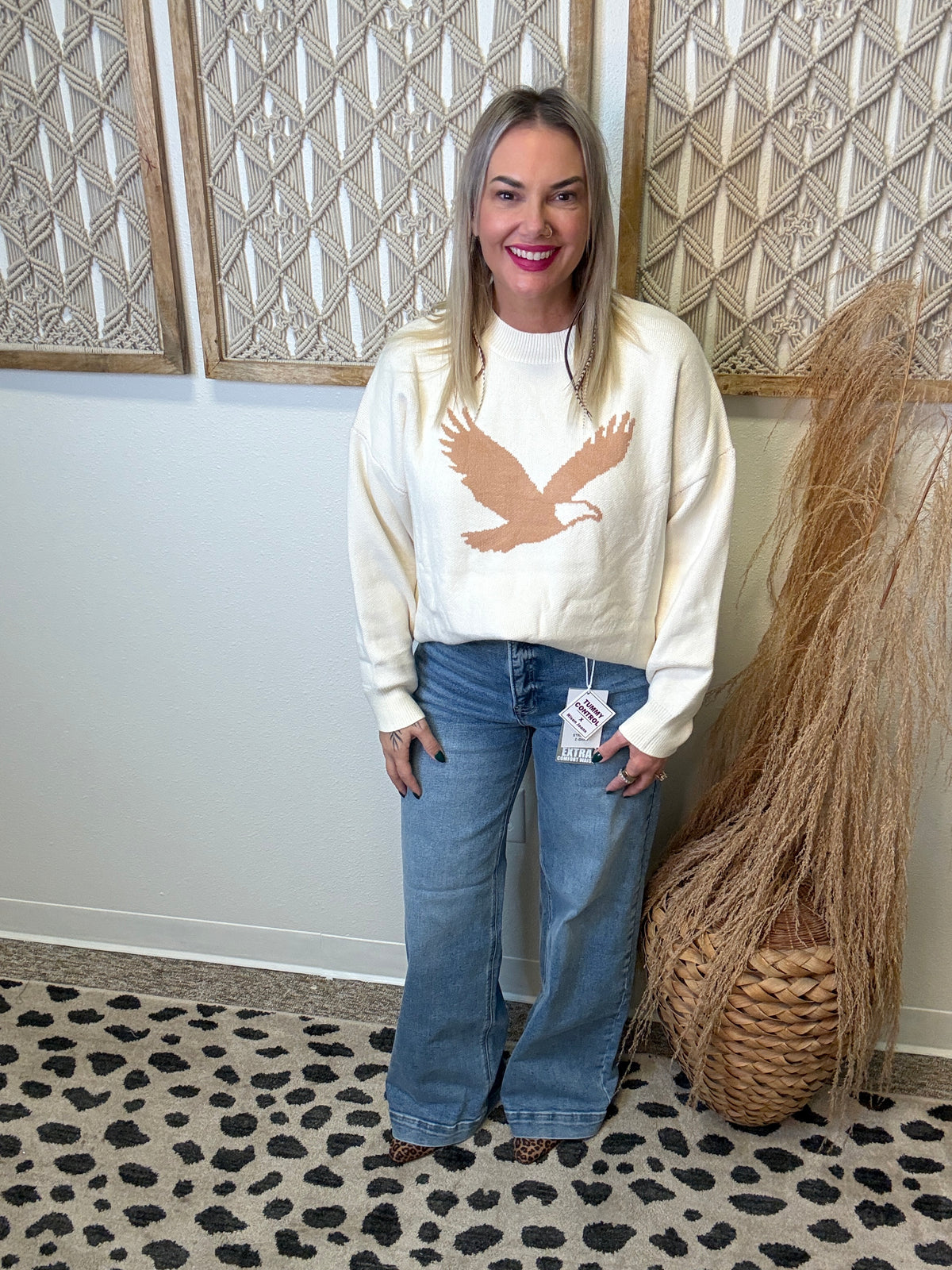 Eagle Sweater-Cream-Sweaters-sewn and see-The Silo Boutique, Women's Fashion Boutique Located in Warren and Grand Forks North Dakota
