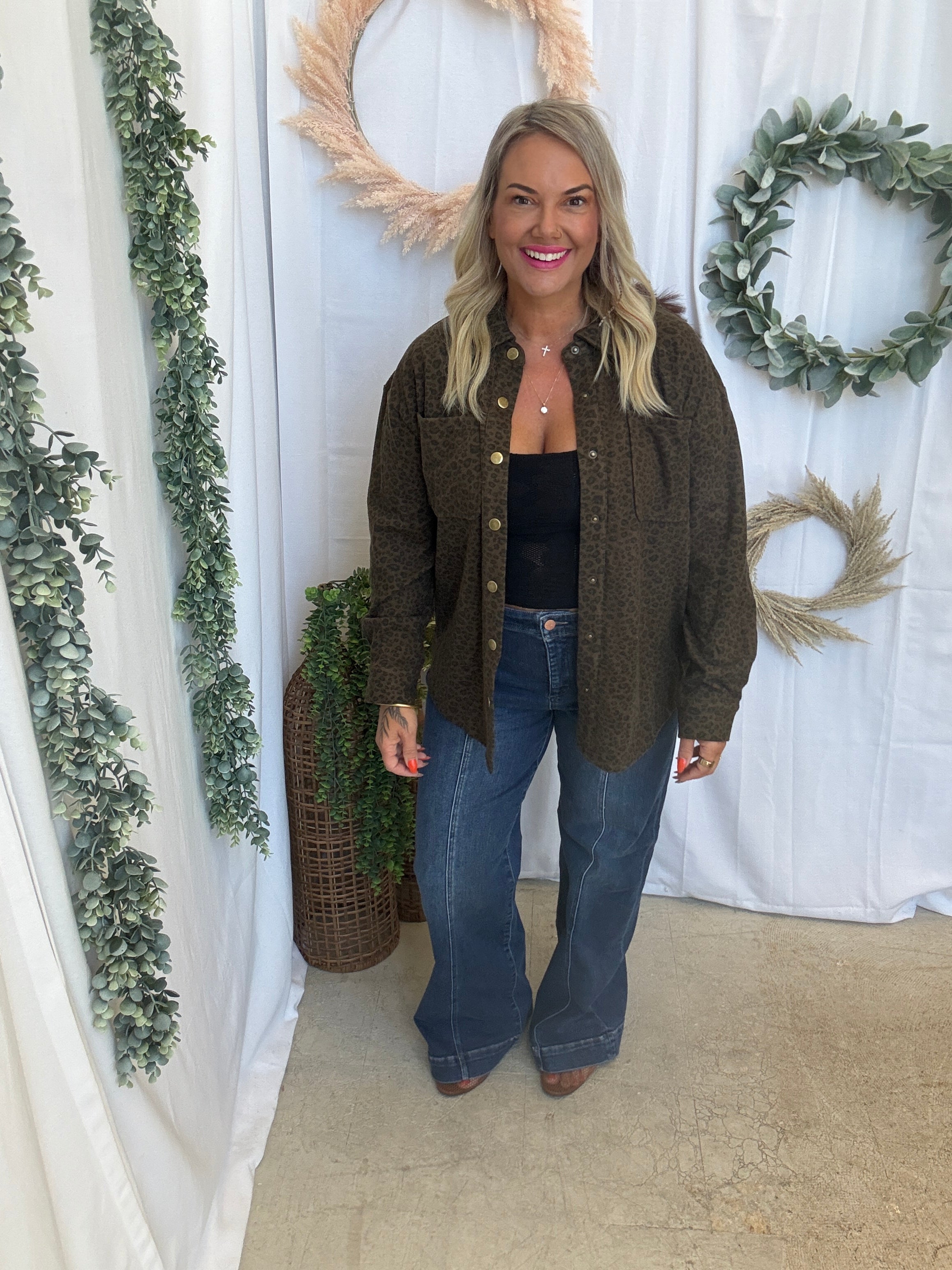 Tobacco Brown Leopard Print Snap Shacket-Shackets-hem and thread-The Silo Boutique, Women's Fashion Boutique Located in Warren and Grand Forks North Dakota