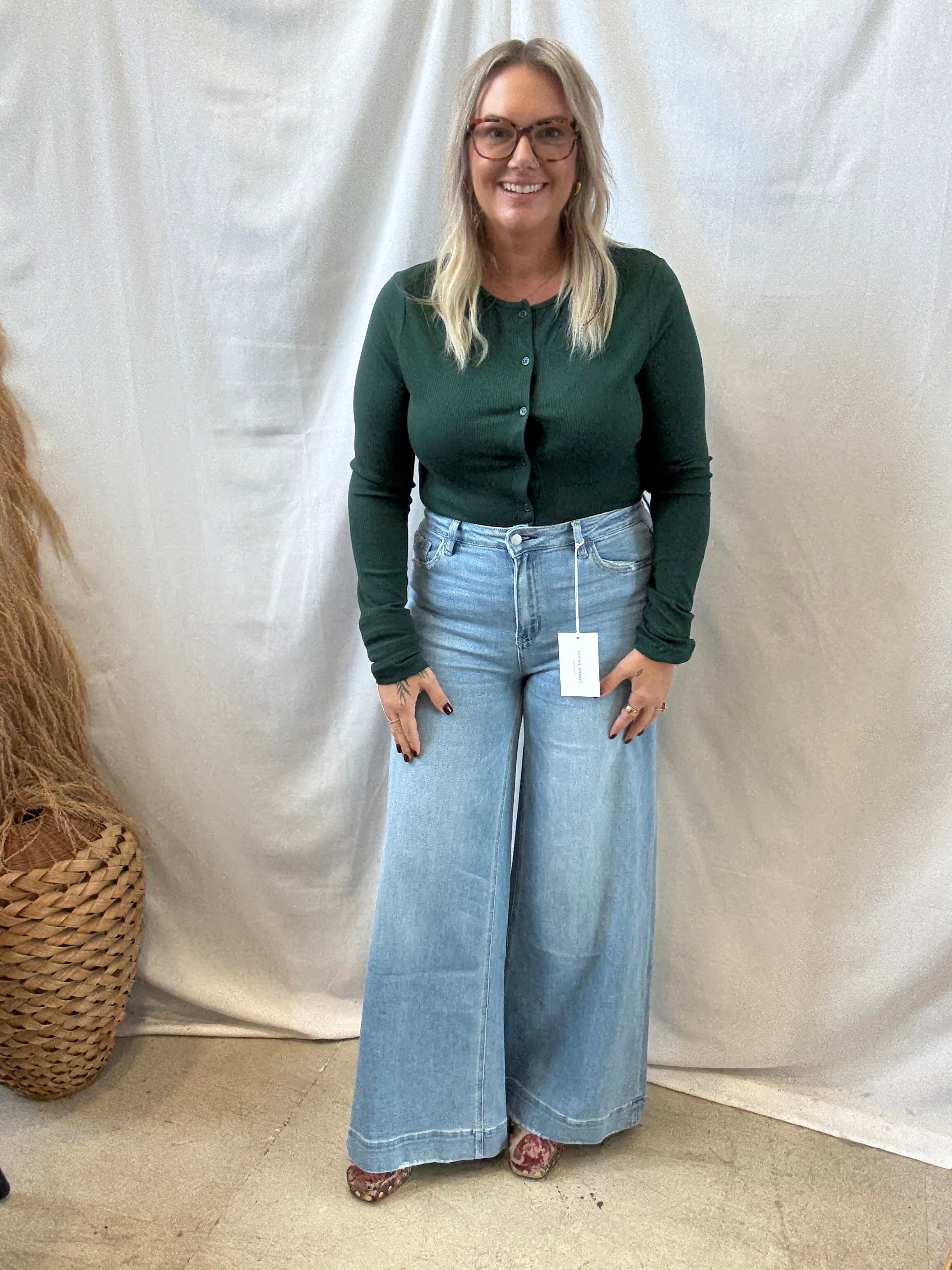 Button Up Ribbed Top-Green-Long Sleeve Tops-hyfve-The Silo Boutique, Women's Fashion Boutique Located in Warren and Grand Forks North Dakota