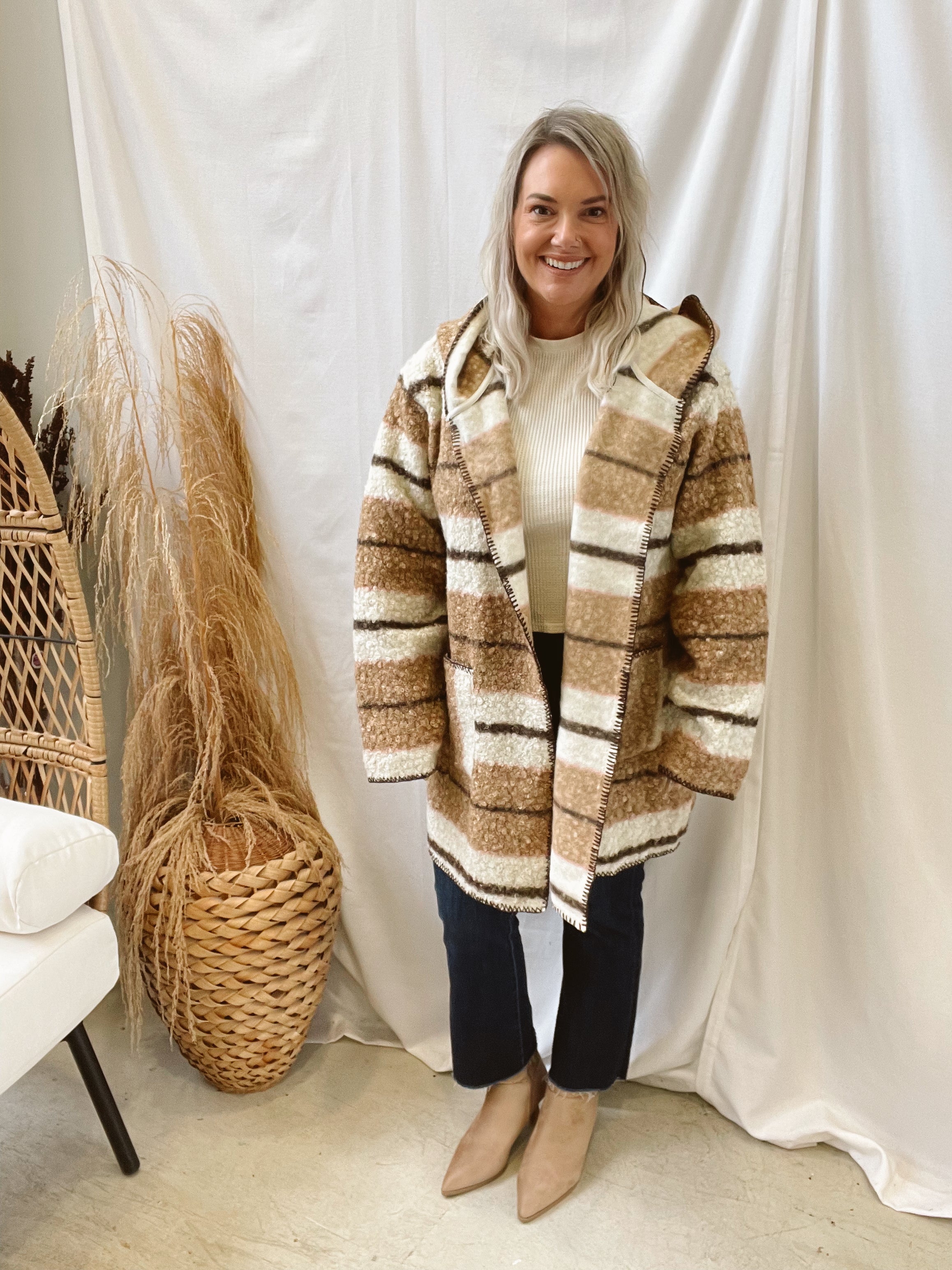 Mocha Teddy Fur Cardigan Jacket-Coats & Jackets-easel-The Silo Boutique, Women's Fashion Boutique Located in Warren and Grand Forks North Dakota