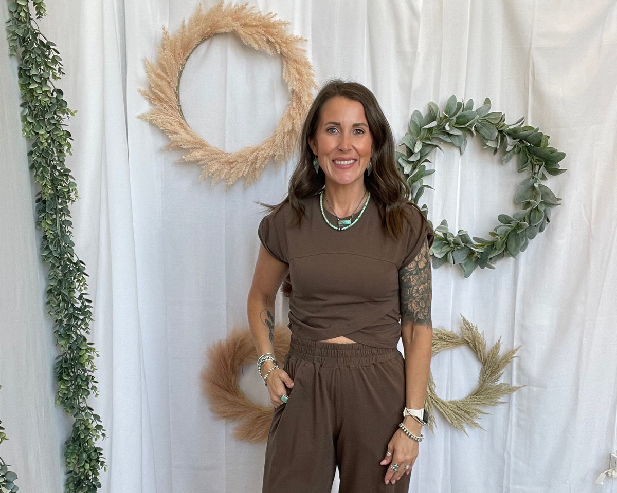 Rae Crossover Set-Brown-Outfit Sets-rae mode-The Silo Boutique, Women's Fashion Boutique Located in Warren and Grand Forks North Dakota