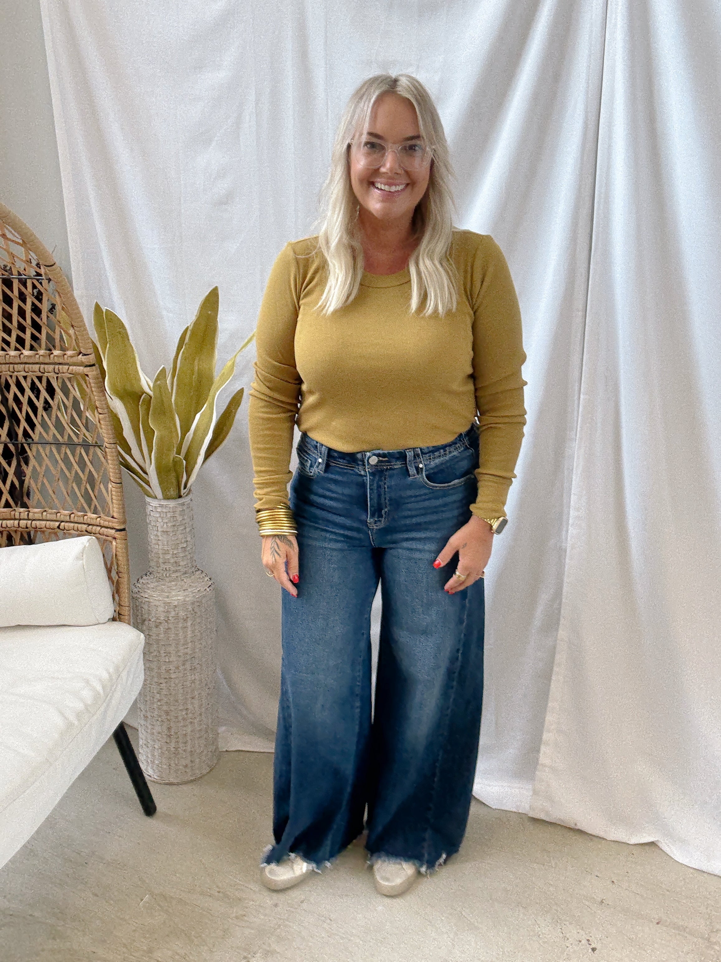 Risen Ankle Wide Leg Dark Jeans-Jeans-risen-The Silo Boutique, Women's Fashion Boutique Located in Warren and Grand Forks North Dakota