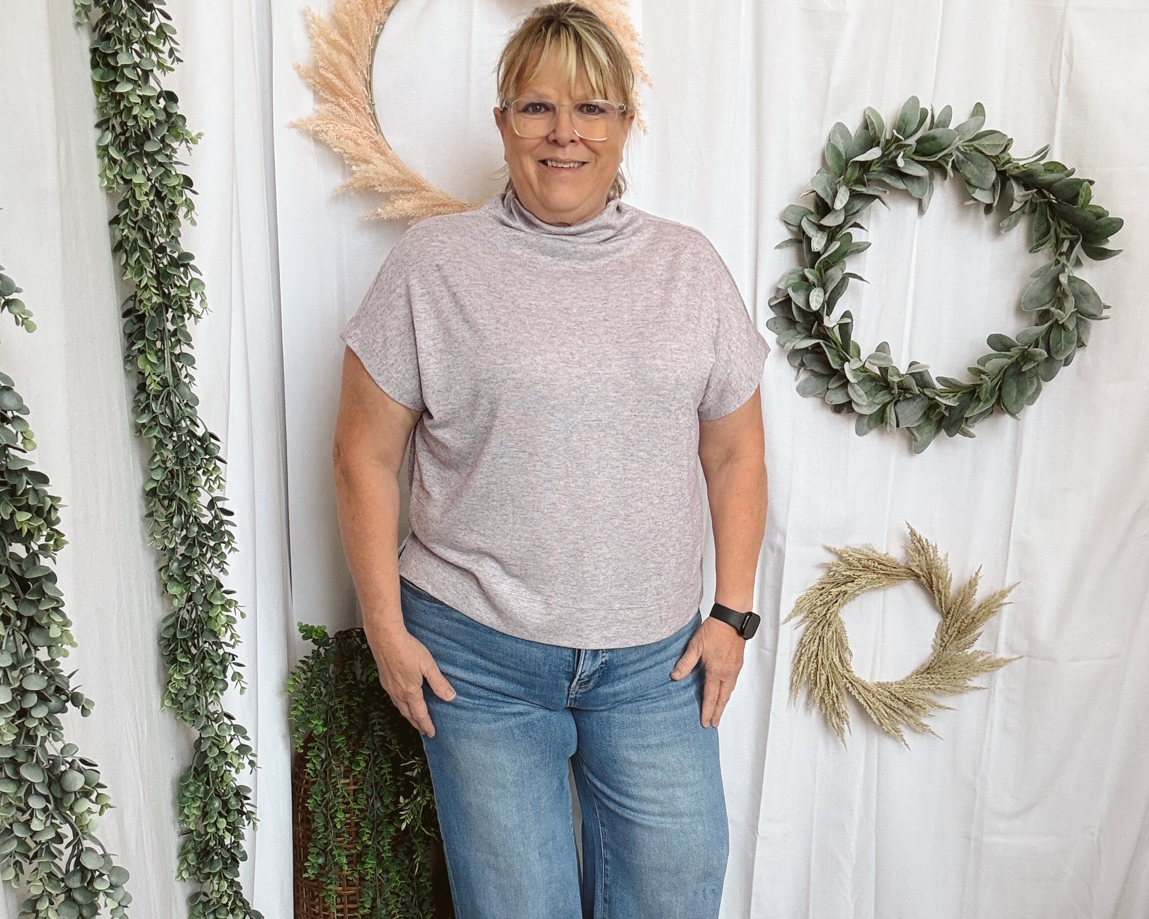 Becca Basic Mock Short Sleeve Top-Lavender-Final Sale-Short Sleeve Tops-entro-The Silo Boutique, Women's Fashion Boutique Located in Warren and Grand Forks North Dakota