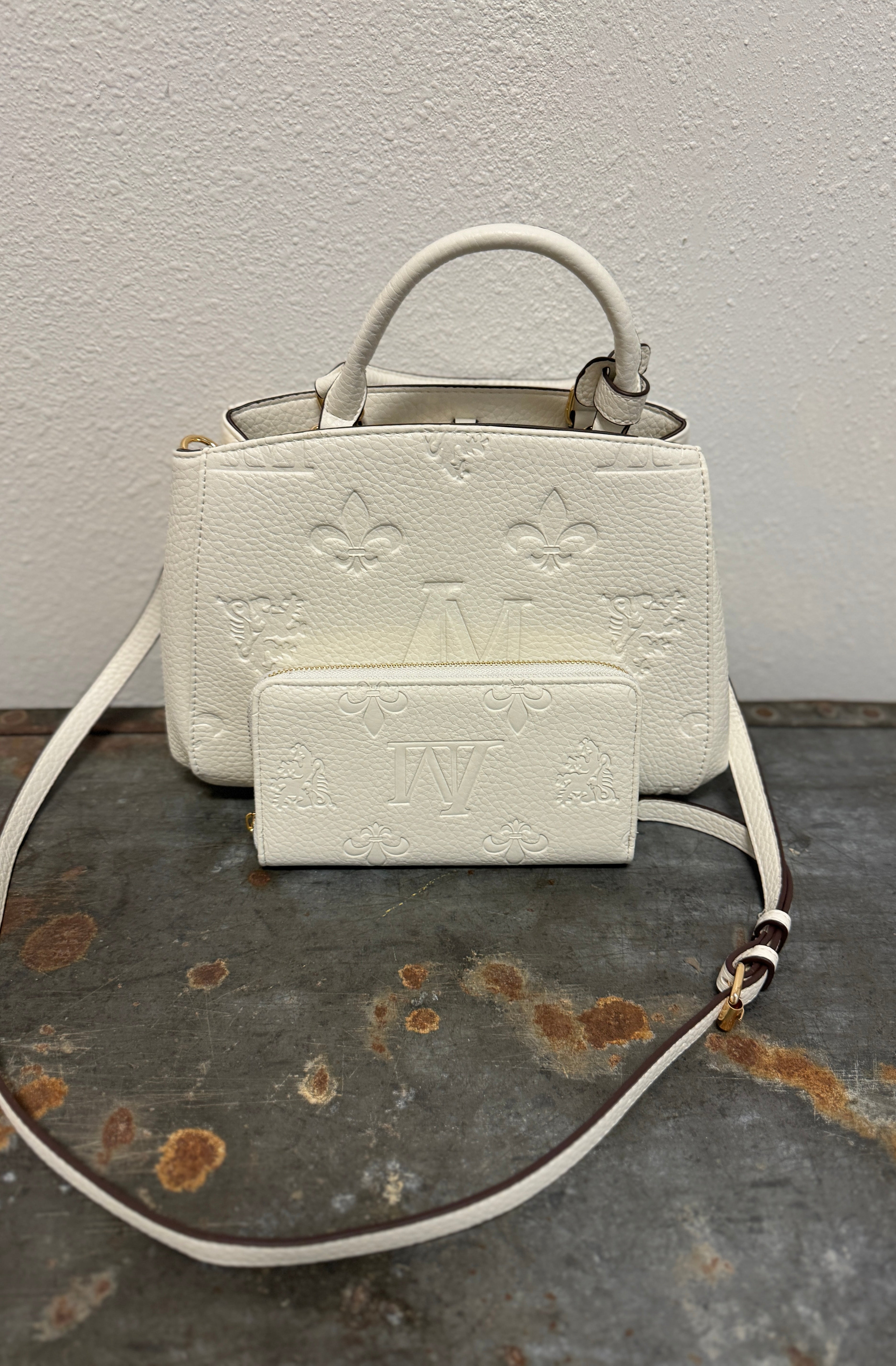 Mimi Embossed Crossbody Purse +Wallet-Crossbody Purses-princess purse-The Silo Boutique, Women's Fashion Boutique Located in Warren and Grand Forks North Dakota