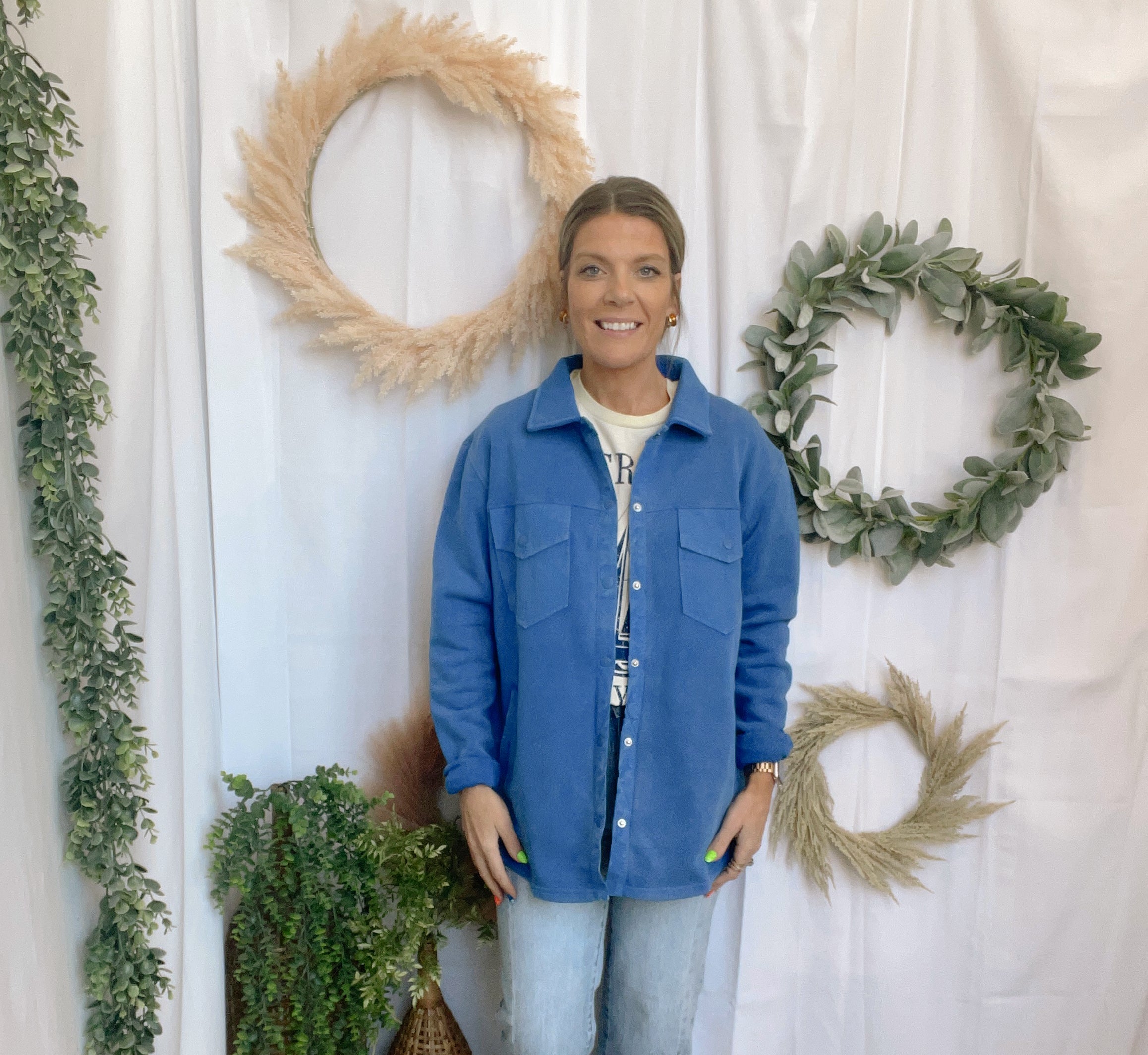 Mono B Snap Shacket-Royal-Coats & Jackets-mono b-The Silo Boutique, Women's Fashion Boutique Located in Warren and Grand Forks North Dakota