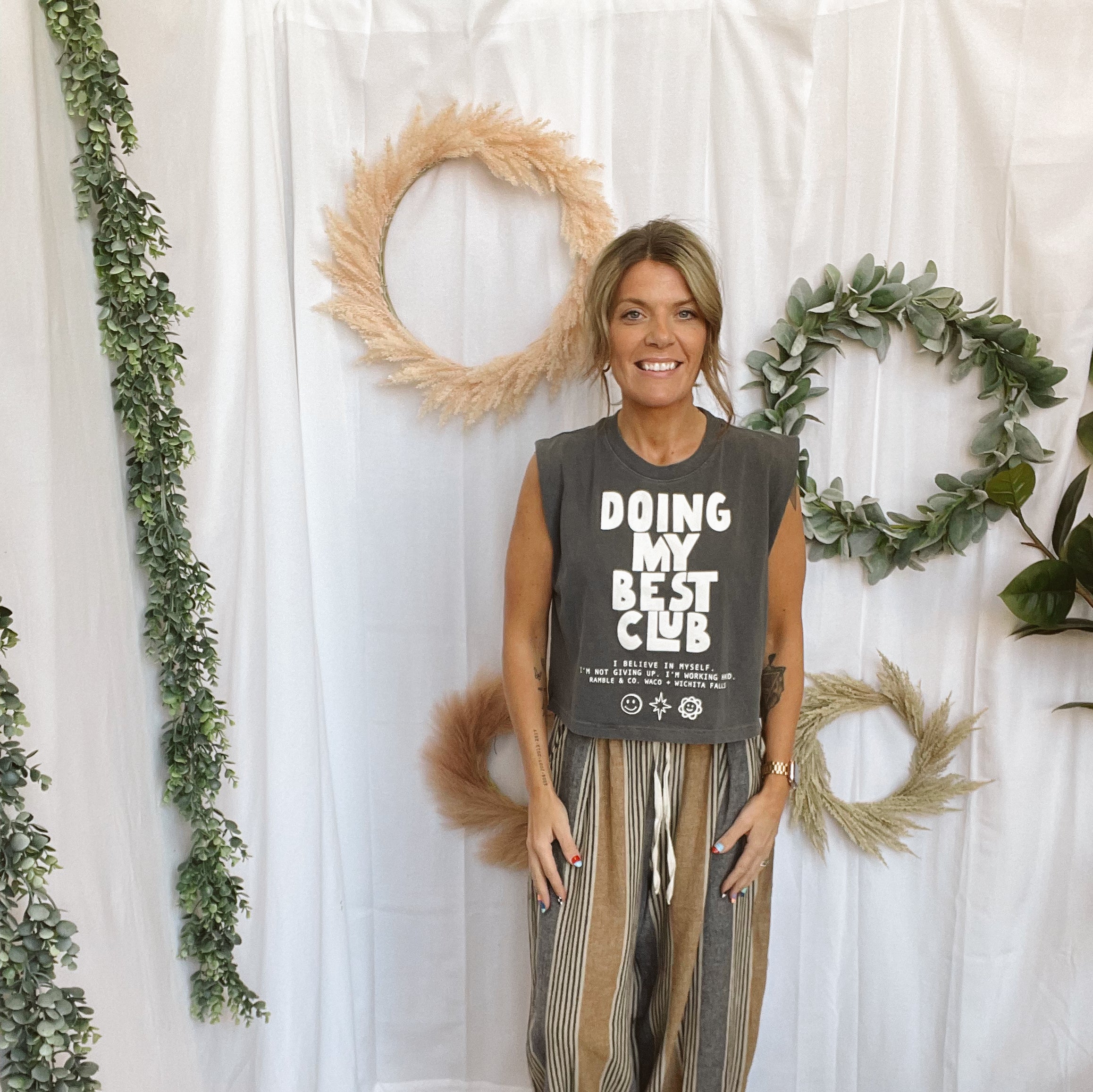 Doing My Best Club Muscle Tank-Tank Tops-ramble & Company-The Silo Boutique, Women's Fashion Boutique Located in Warren and Grand Forks North Dakota