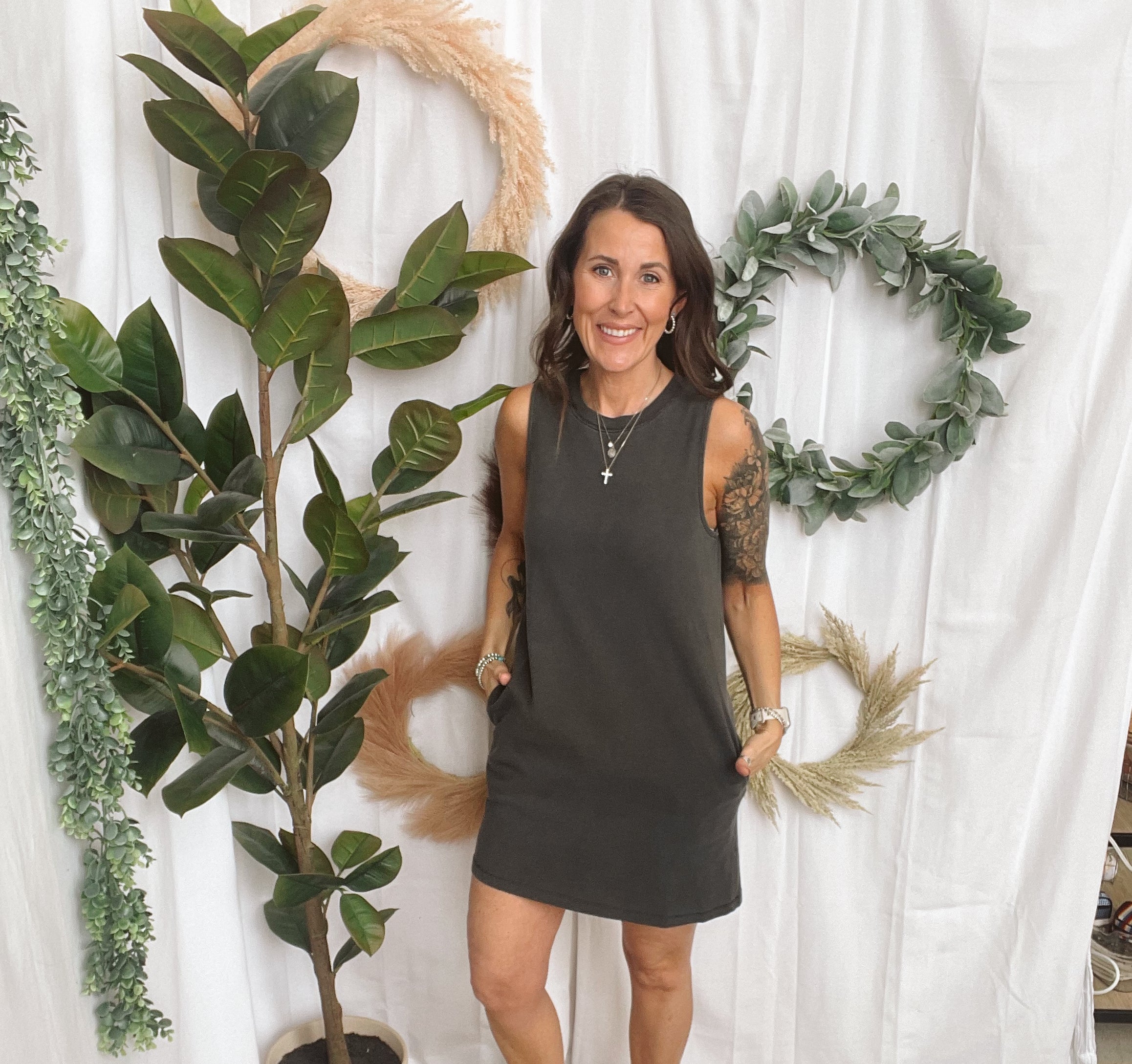 Hailey Mineral Wash Tank Dress-Black-Dresses-hyfve-The Silo Boutique, Women's Fashion Boutique Located in Warren and Grand Forks North Dakota