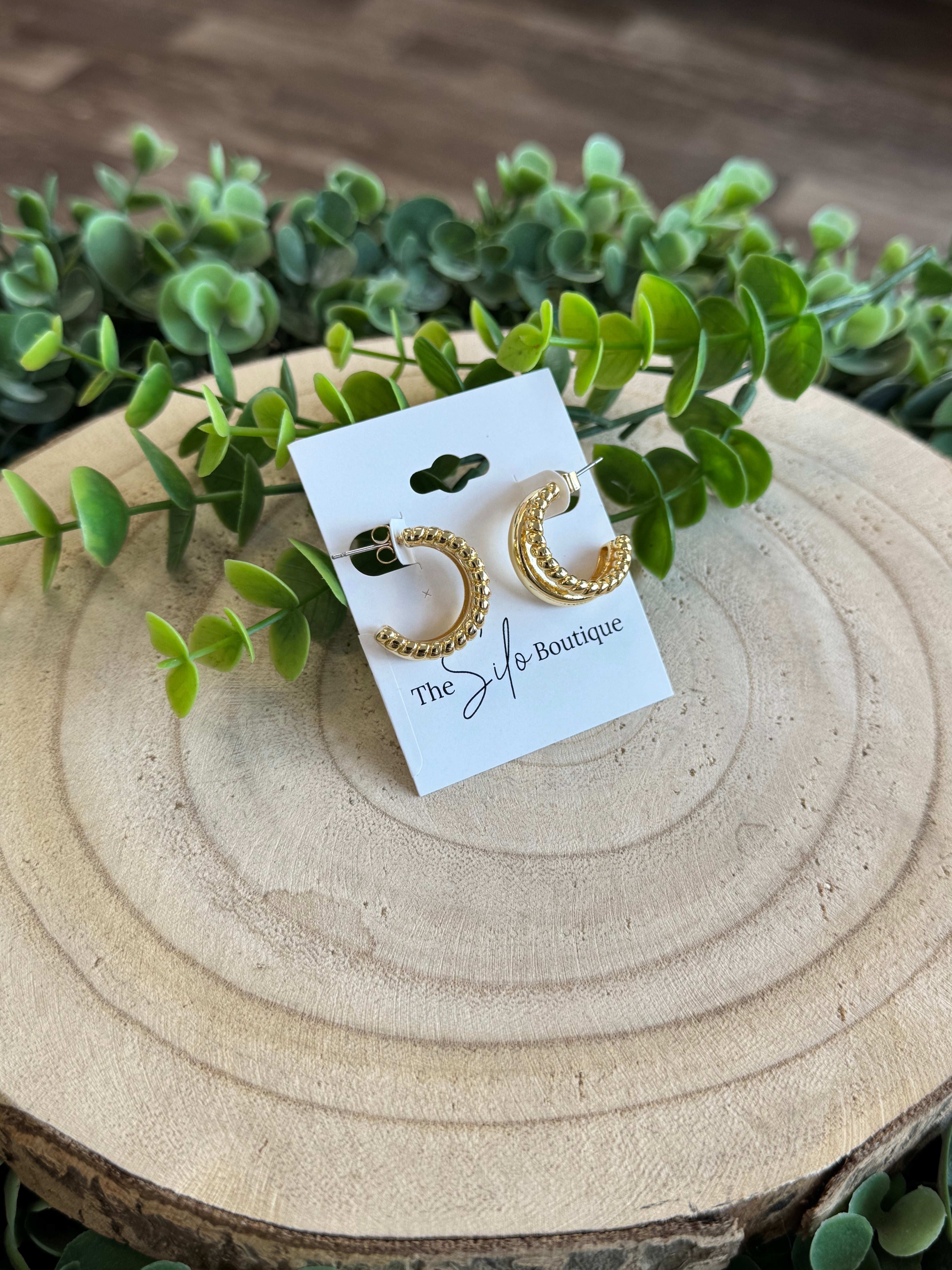 Gold Dipped Layered Earrings-Earrings-Fame-The Silo Boutique, Women's Fashion Boutique Located in Warren and Grand Forks North Dakota