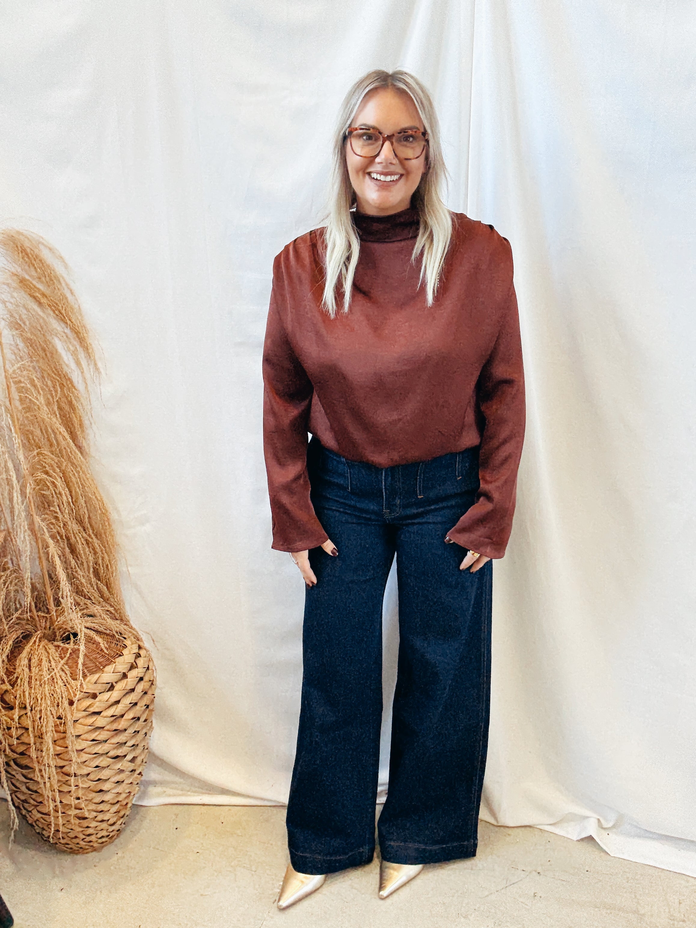 Glam Sienna Mock Neck Top-Long Sleeve Tops-glam-The Silo Boutique, Women's Fashion Boutique Located in Warren and Grand Forks North Dakota