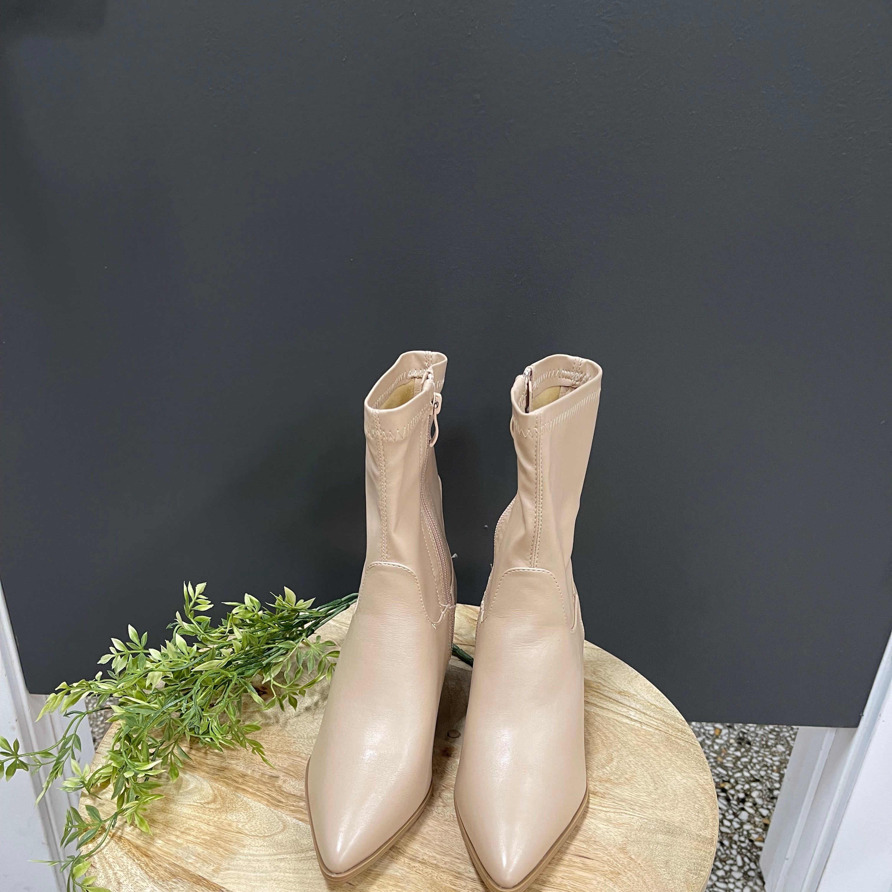Hutton Kitten Heel Boot-Nude-Boots-Forever Link-The Silo Boutique, Women's Fashion Boutique Located in Warren and Grand Forks North Dakota