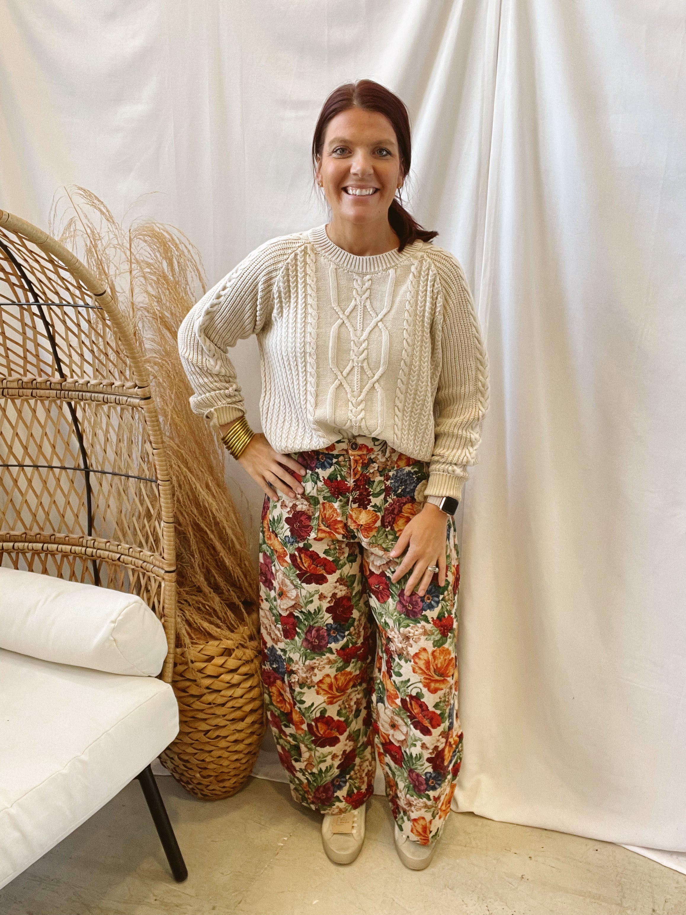 Missy Cable Sweater-Oatmeal-Sweaters-mystree-The Silo Boutique, Women's Fashion Boutique Located in Warren and Grand Forks North Dakota