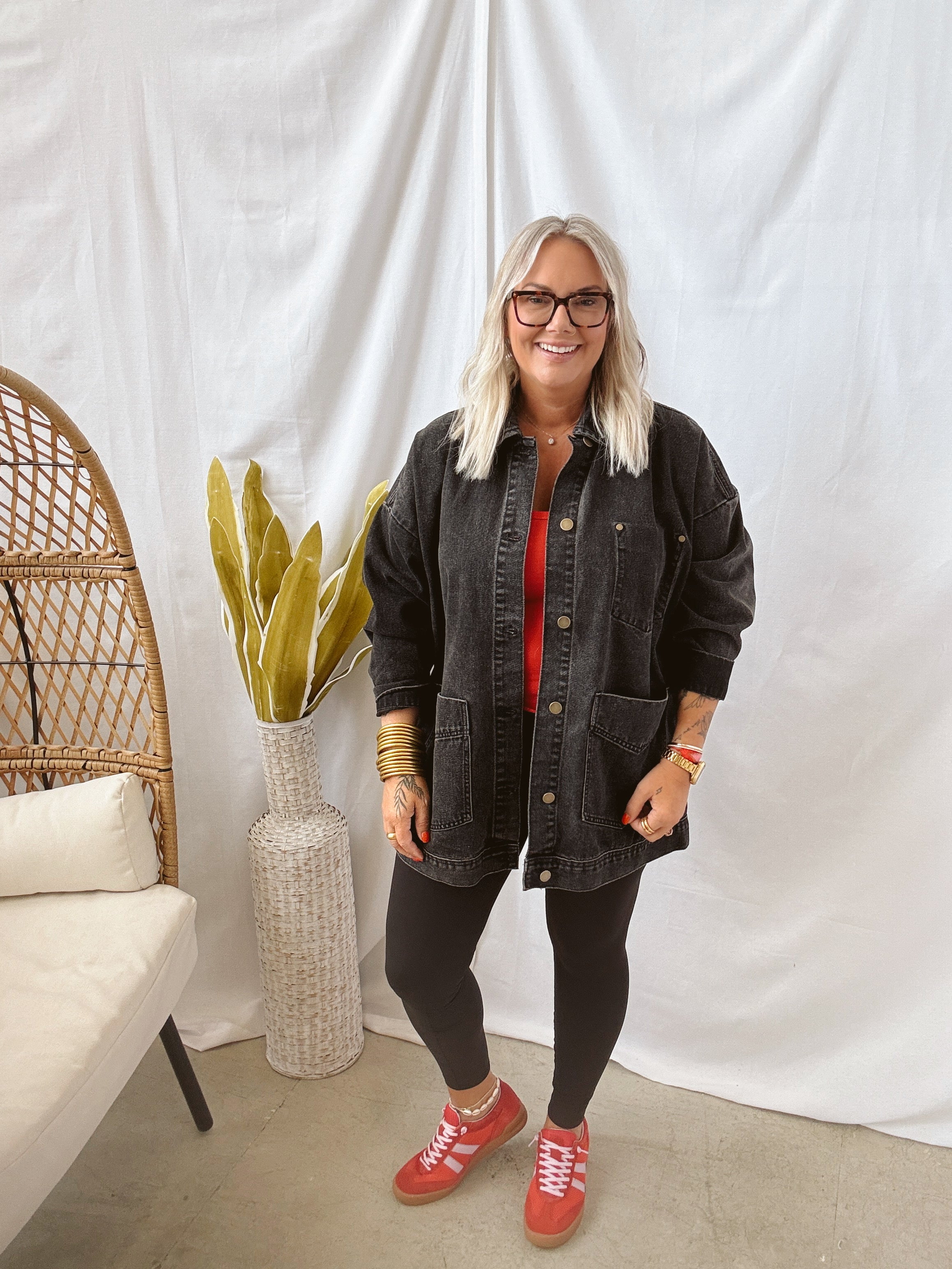 Black Denim Boxy Cut Jacket-Coats & Jackets-mono b-The Silo Boutique, Women's Fashion Boutique Located in Warren and Grand Forks North Dakota