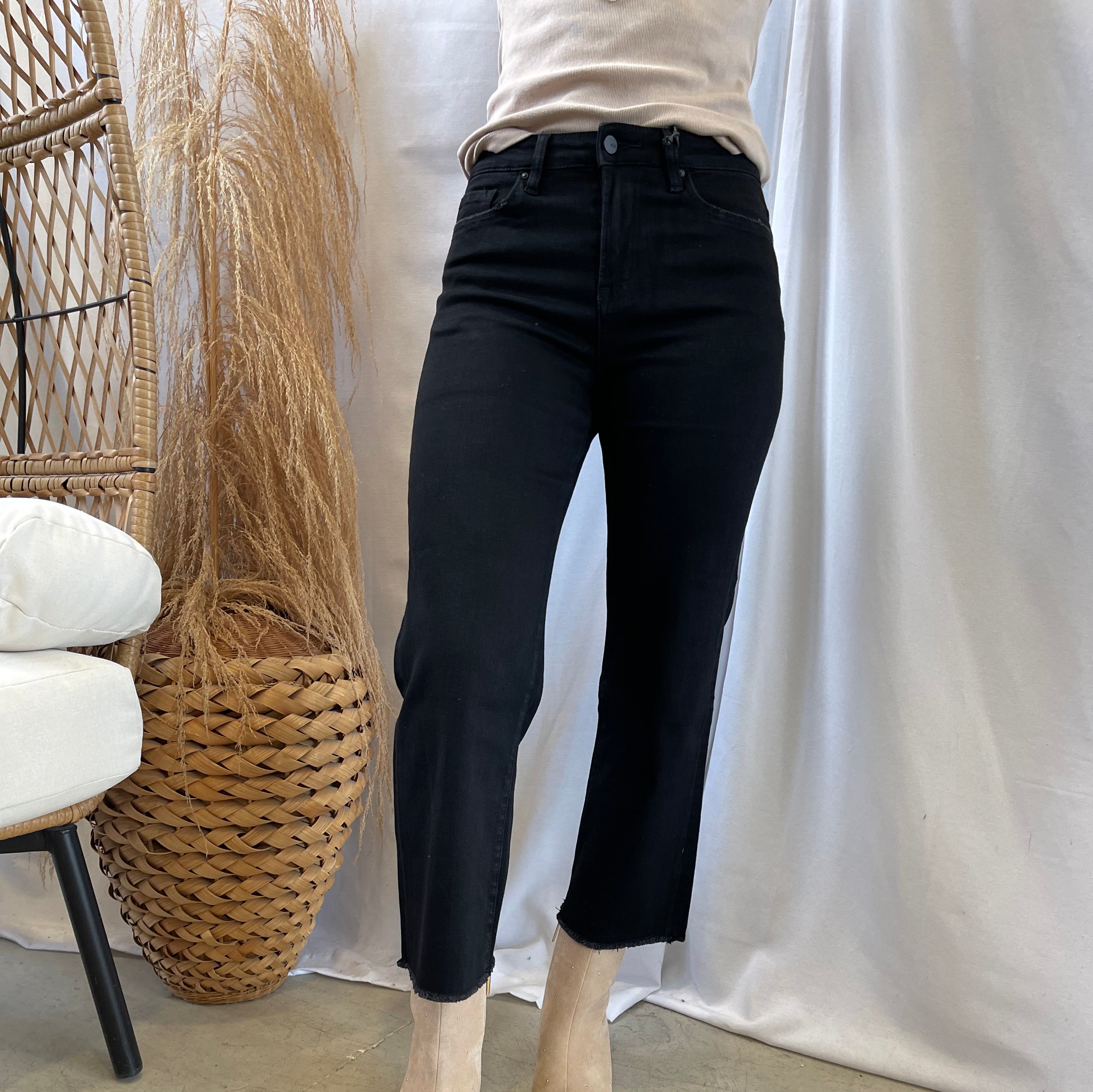 Mica Black Beauty Wide Leg Jeans-Jeans-mica-The Silo Boutique, Women's Fashion Boutique Located in Warren and Grand Forks North Dakota