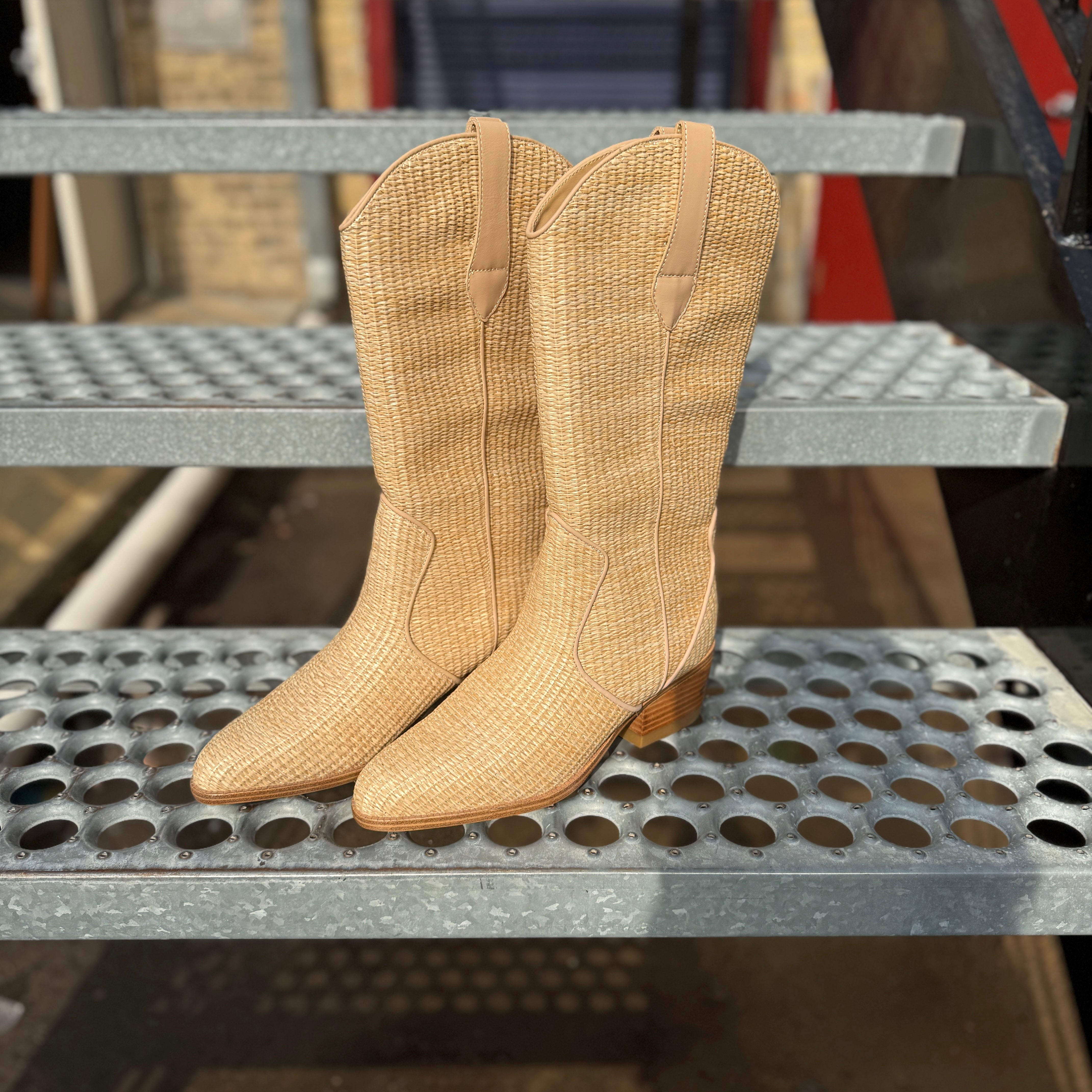 MIA Natural Leat Jenah Raffia Boot-Boots-MIA-The Silo Boutique, Women's Fashion Boutique Located in Warren and Grand Forks North Dakota