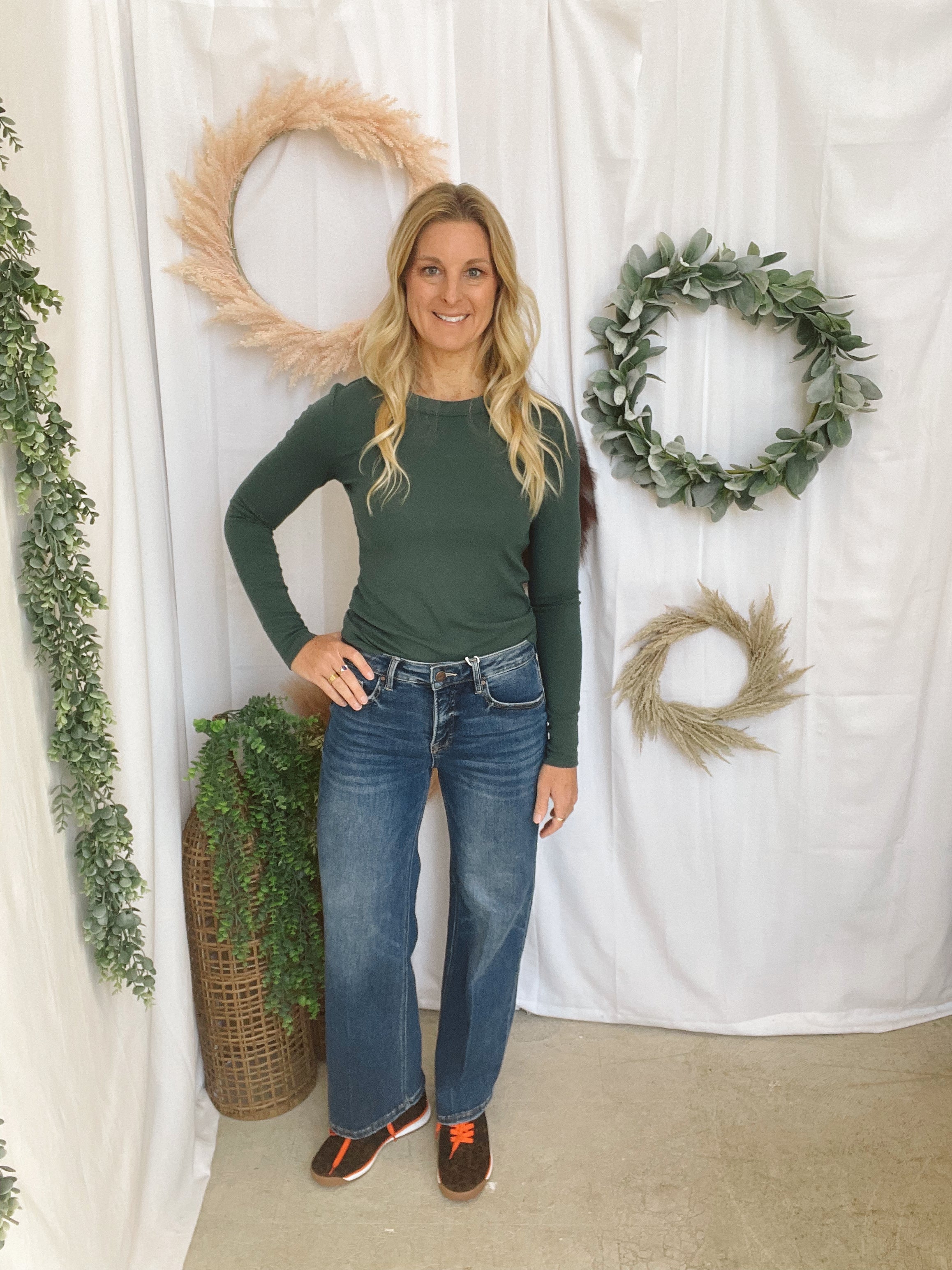 Be Cool Crew Long Sleeve Top-Forest-Long Sleeve Tops-be cool-The Silo Boutique, Women's Fashion Boutique Located in Warren and Grand Forks North Dakota